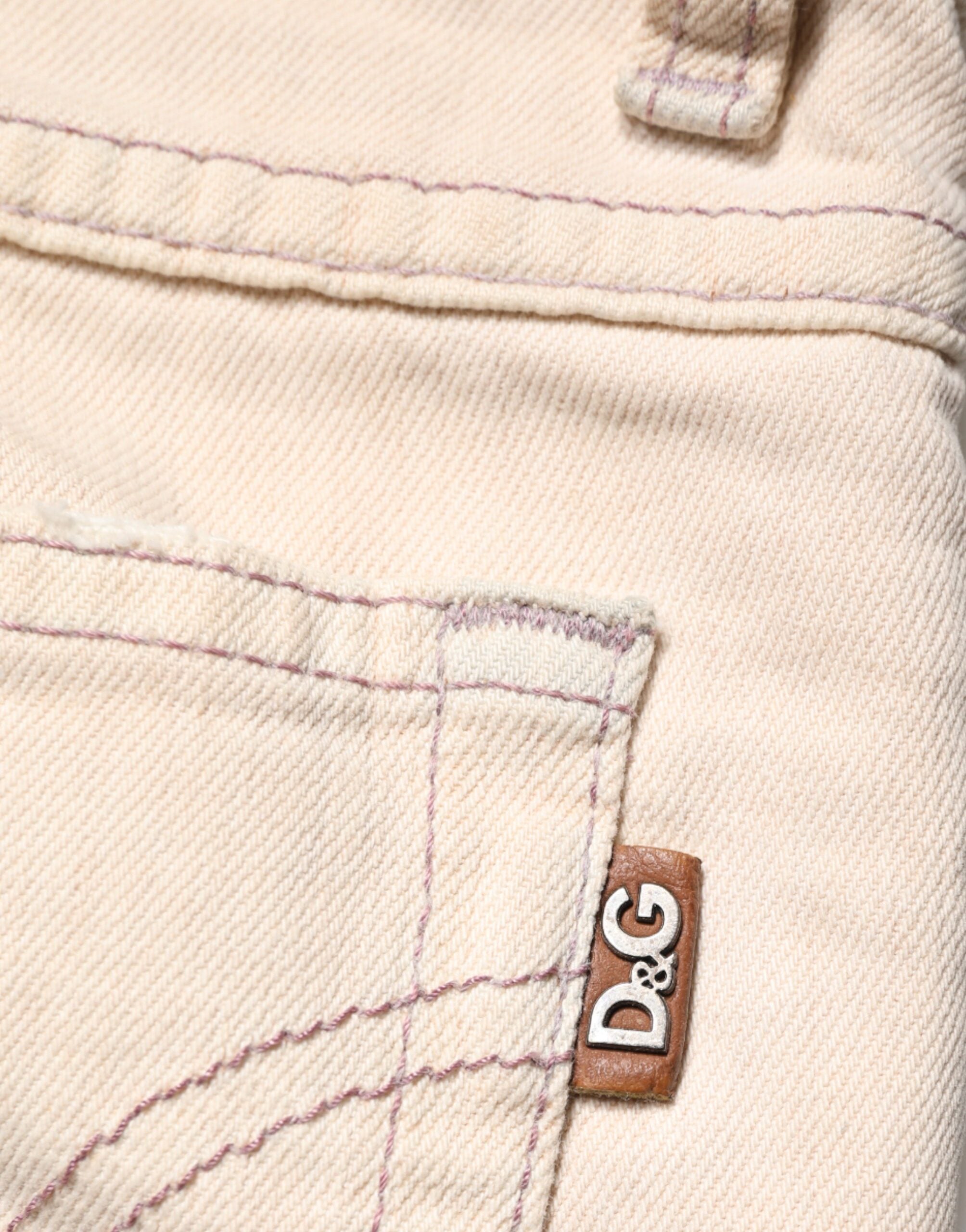 Vaqueros ajustados de talle bajo en beige de Dolce & Gabbana confeccionados en algodón-5