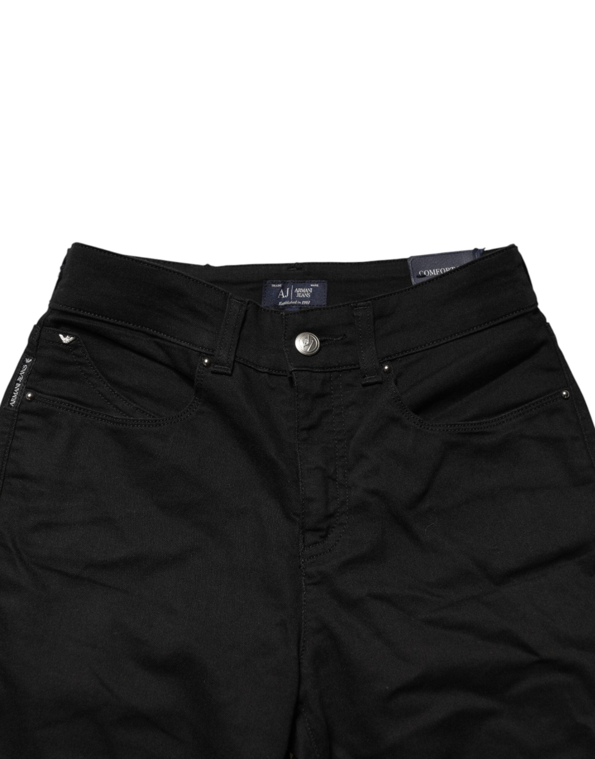 Armani Jeans Black Mid-Waist Jeans in Stretch Cotton-4