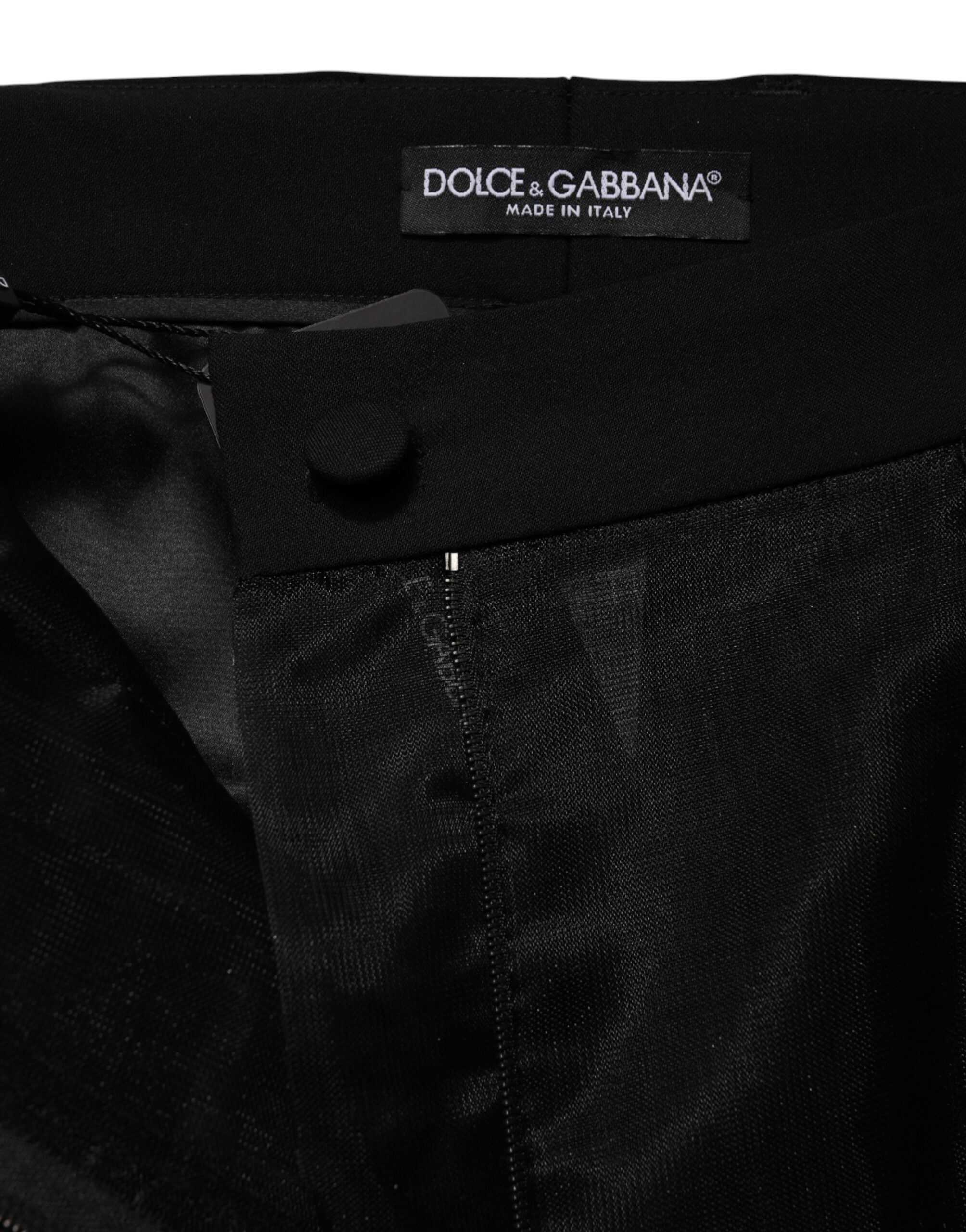 Dolce & Gabbana Black, high-waisted wool trousers with tulle-6