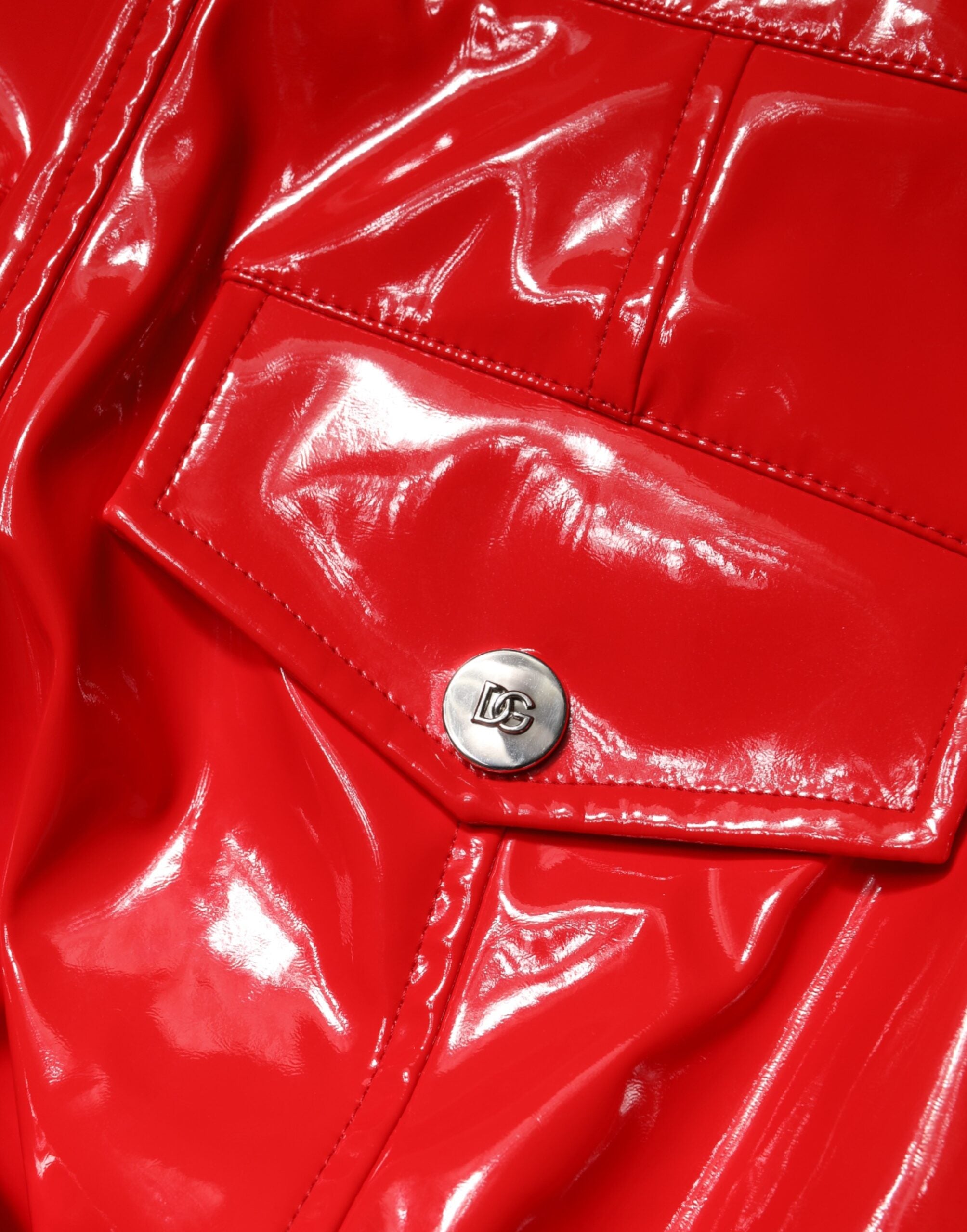 Dolce & Gabbana Rote, glänzende Polyester-Cargo-Bootcut-Hose-7