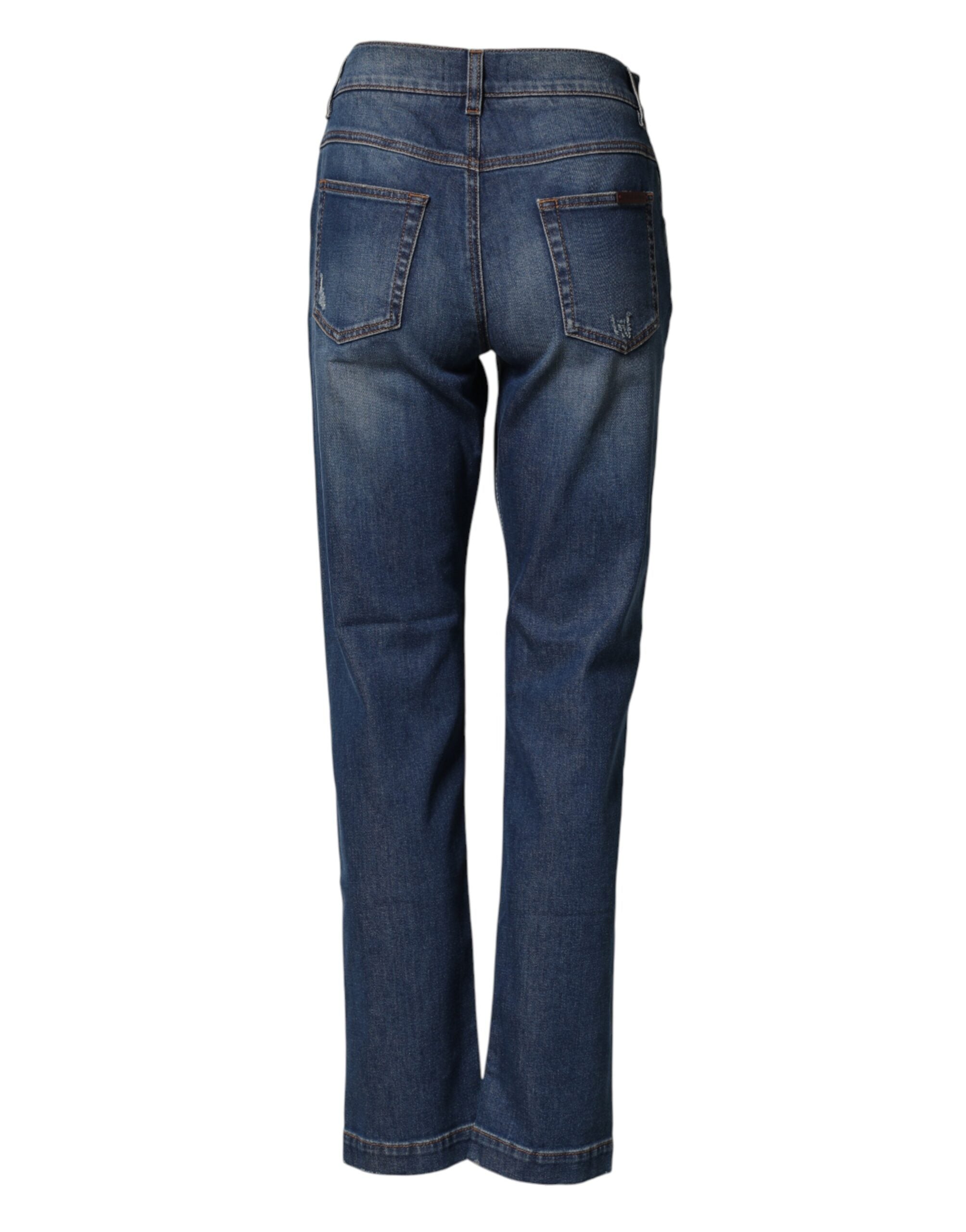 Dolce & Gabbana blue embroidered boyfriend jeans with floral pattern-3