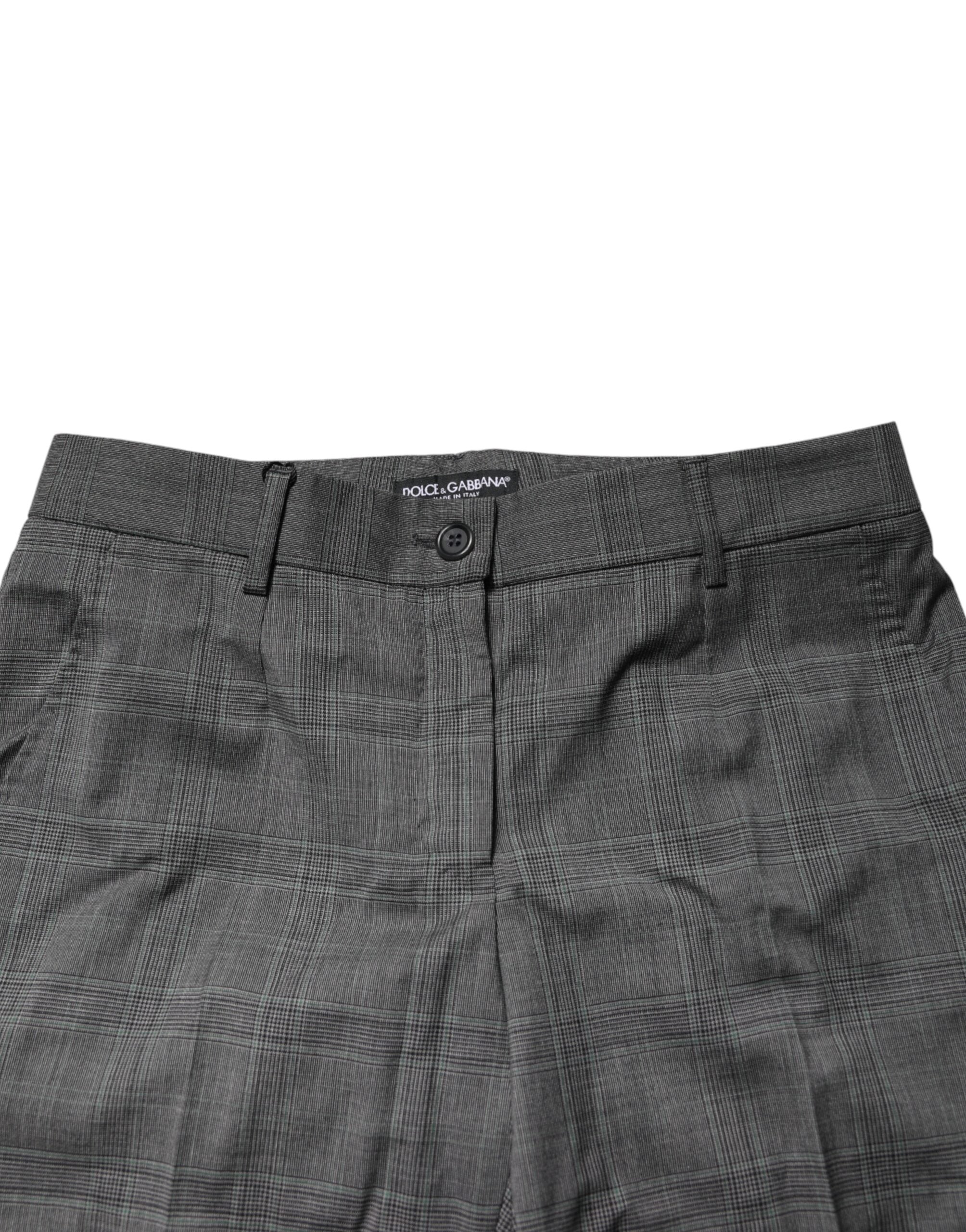 Pantalones de tartán a cuadros gris oscuro de Dolce & Gabbana en pura lana virgen-4