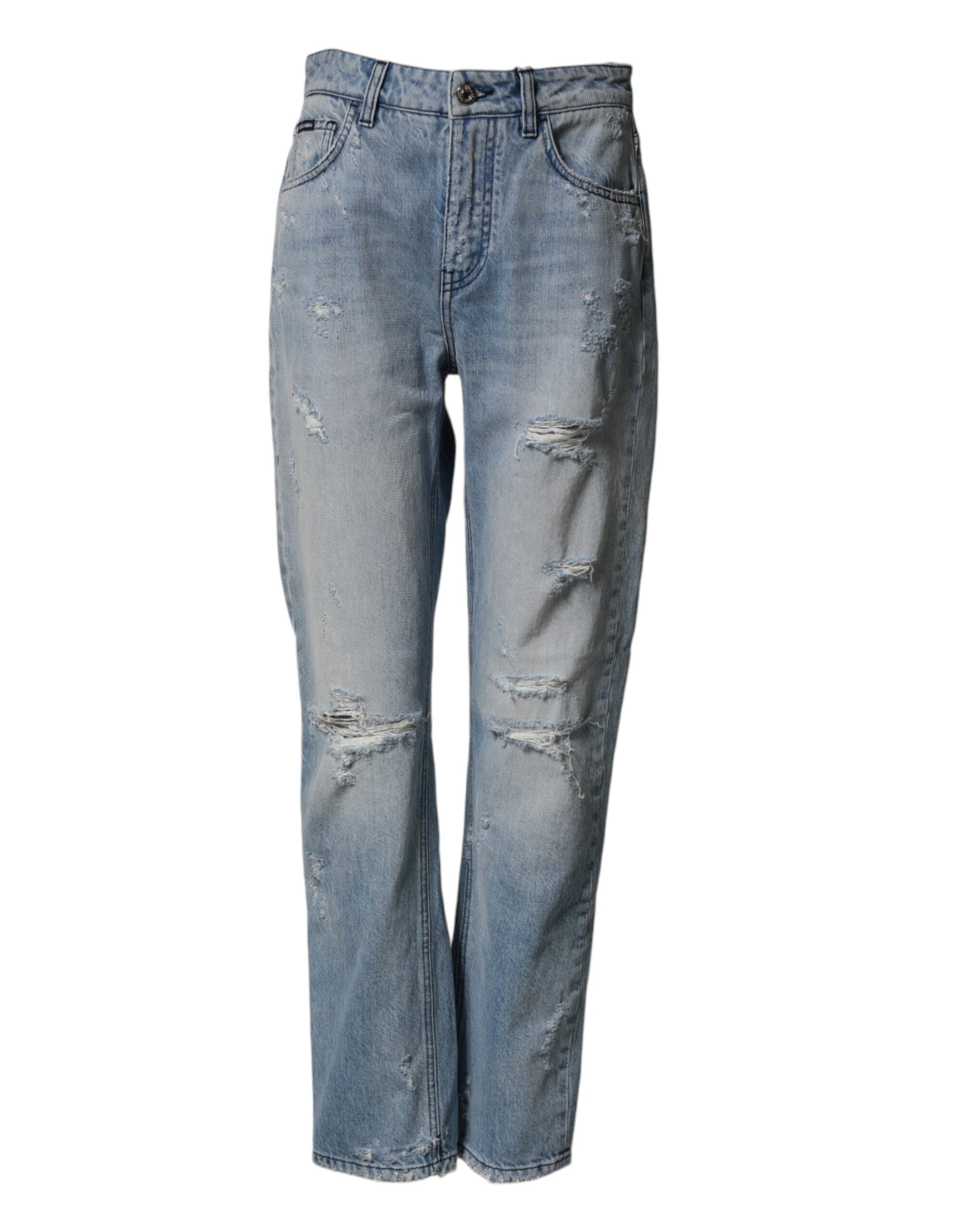 Dolce & Gabbana Light Blue Destroyed Washed BOYFRIEND Jeans-1