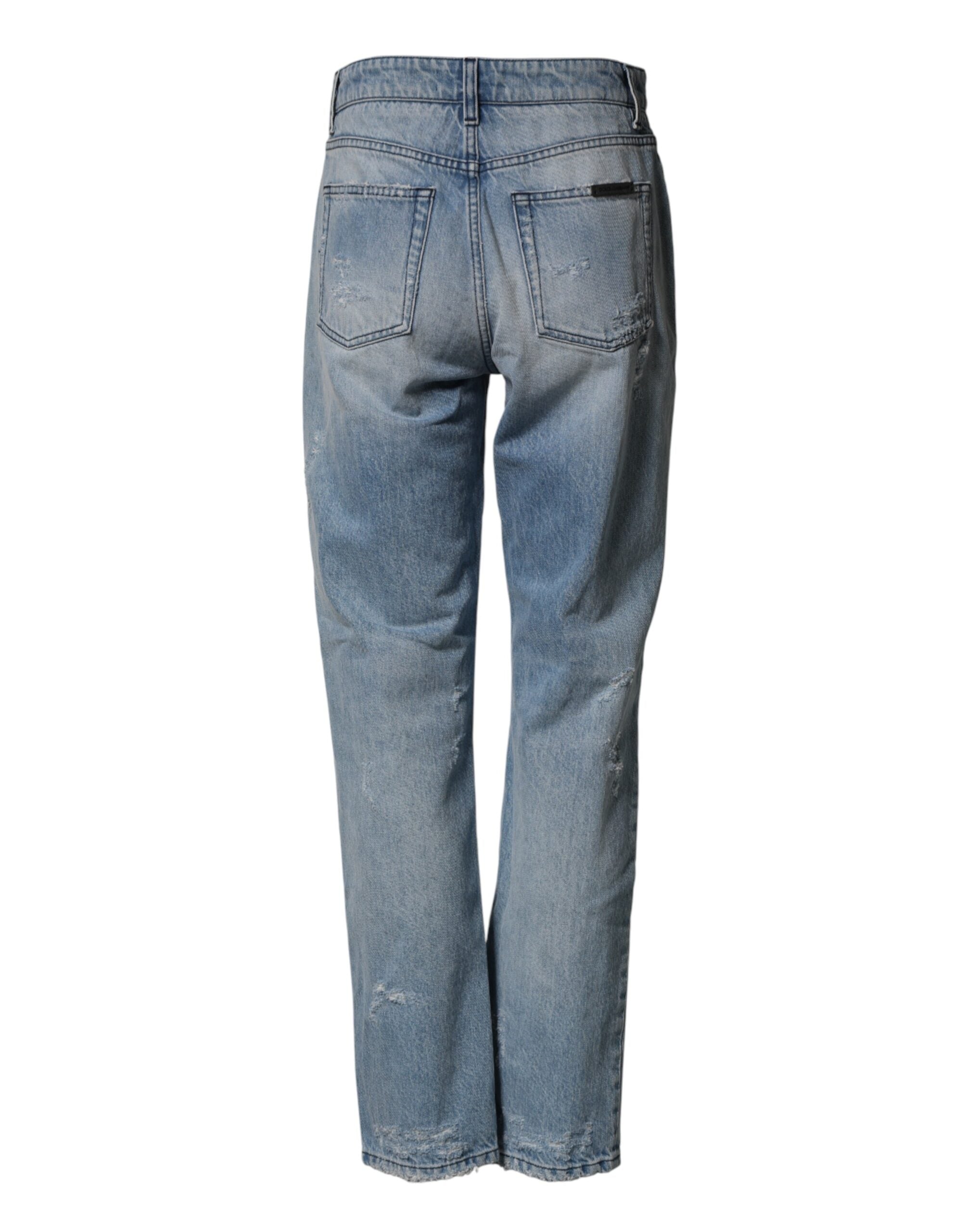 Dolce & Gabbana Light Blue Destroyed Washed BOYFRIEND Jeans-3