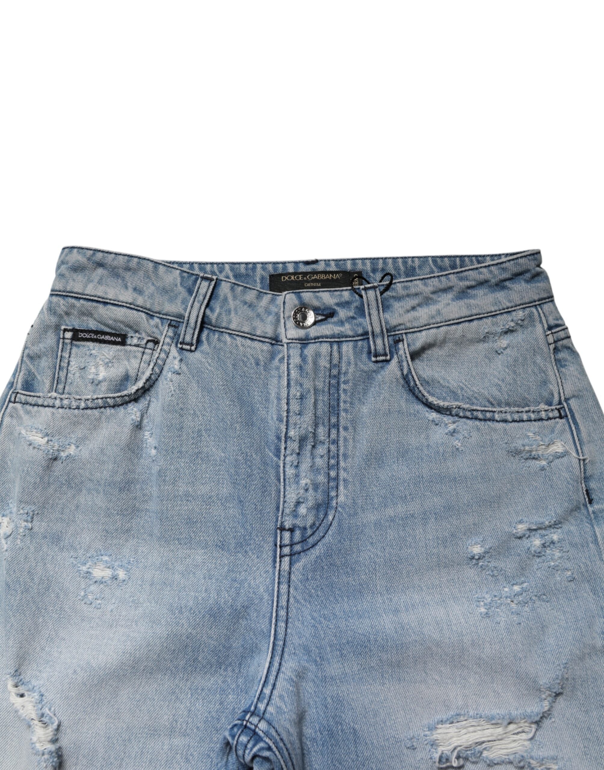 Dolce & Gabbana Light Blue Destroyed Washed BOYFRIEND Jeans-4