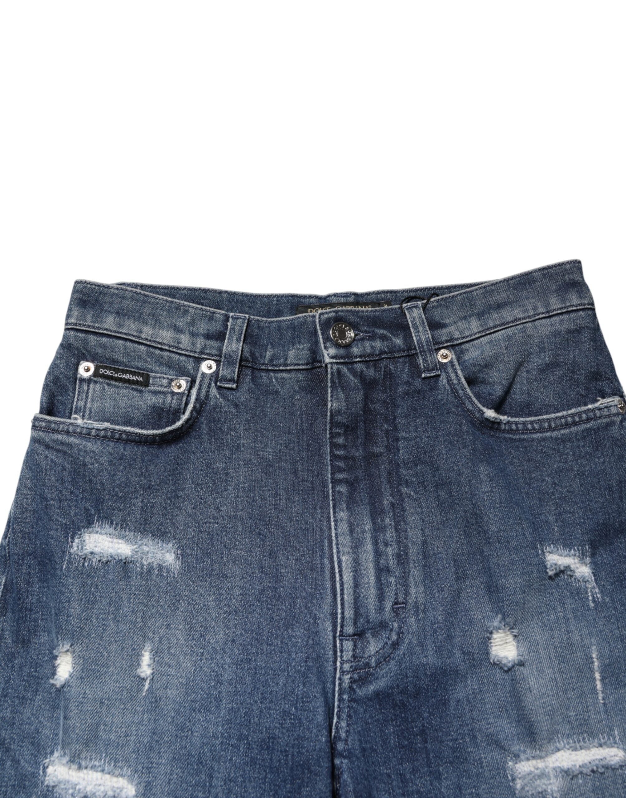 Dolce & Gabbana Distressed Blue-Wash-Jeans mit Logo GRACE-4