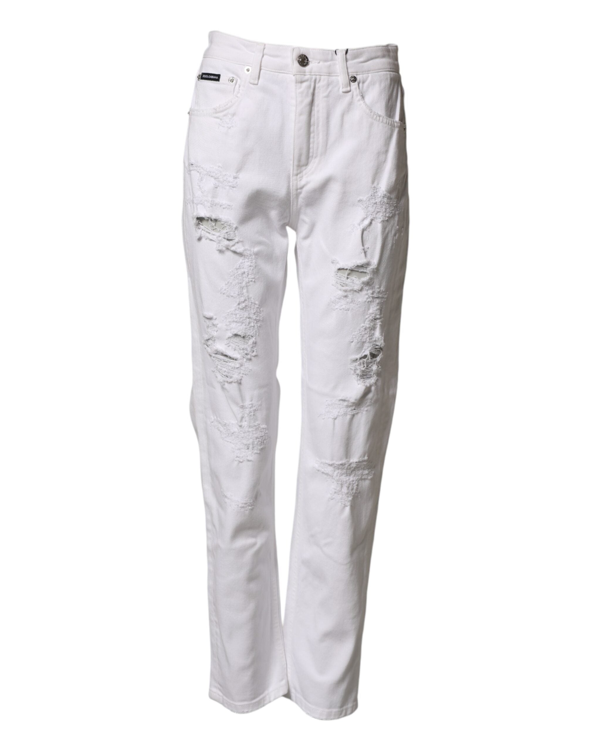 Dolce & Gabbana Weiße Distressed-Jeans im Boyfriend-Stil aus Baumwolle-2