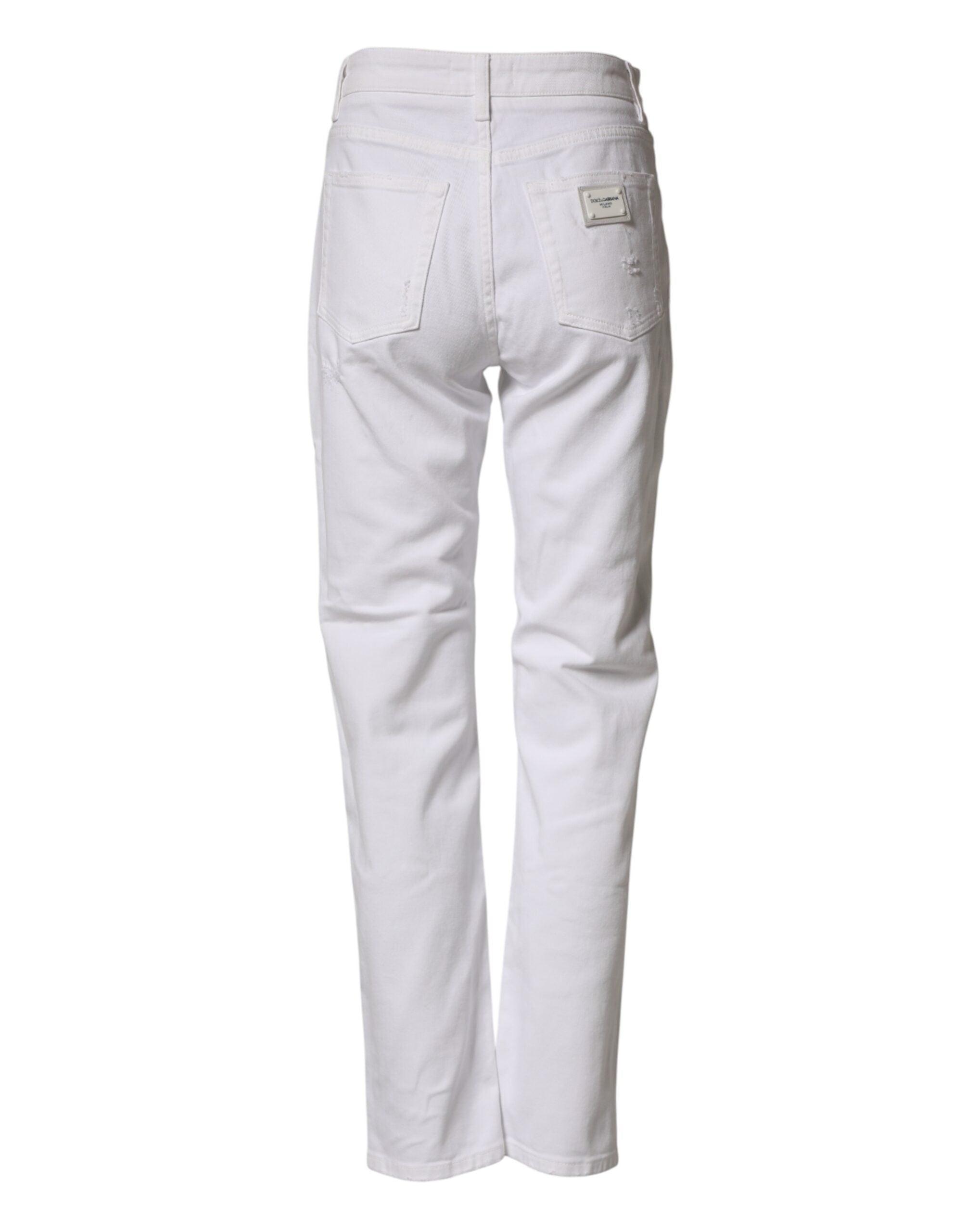 Dolce & Gabbana Weiße Distressed-Jeans im Boyfriend-Stil aus Baumwolle-3