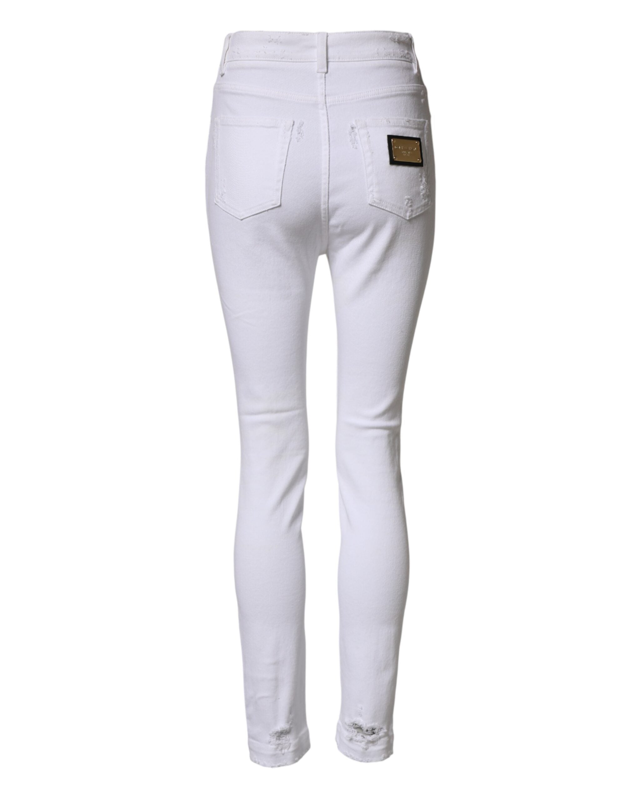 Dolce & Gabbana White Destroyed High-Waisted Jeans-3