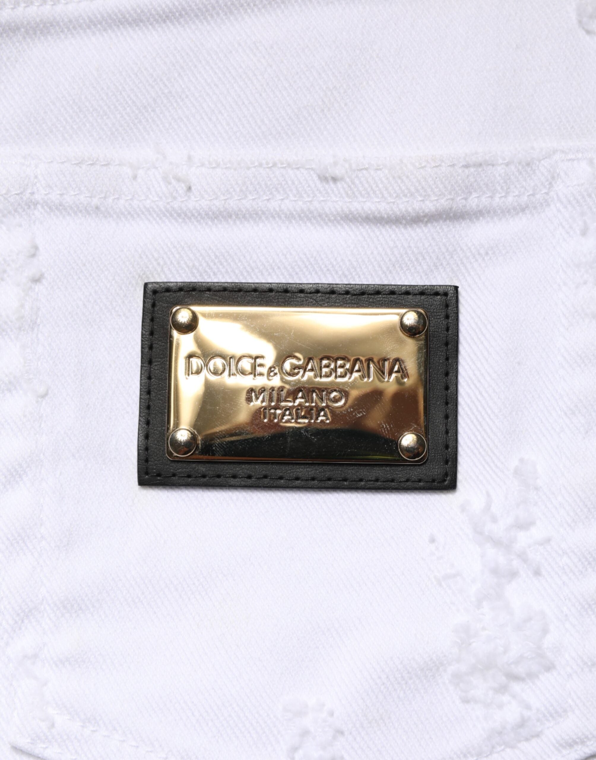 Dolce & Gabbana White Destroyed High-Waisted Jeans-5