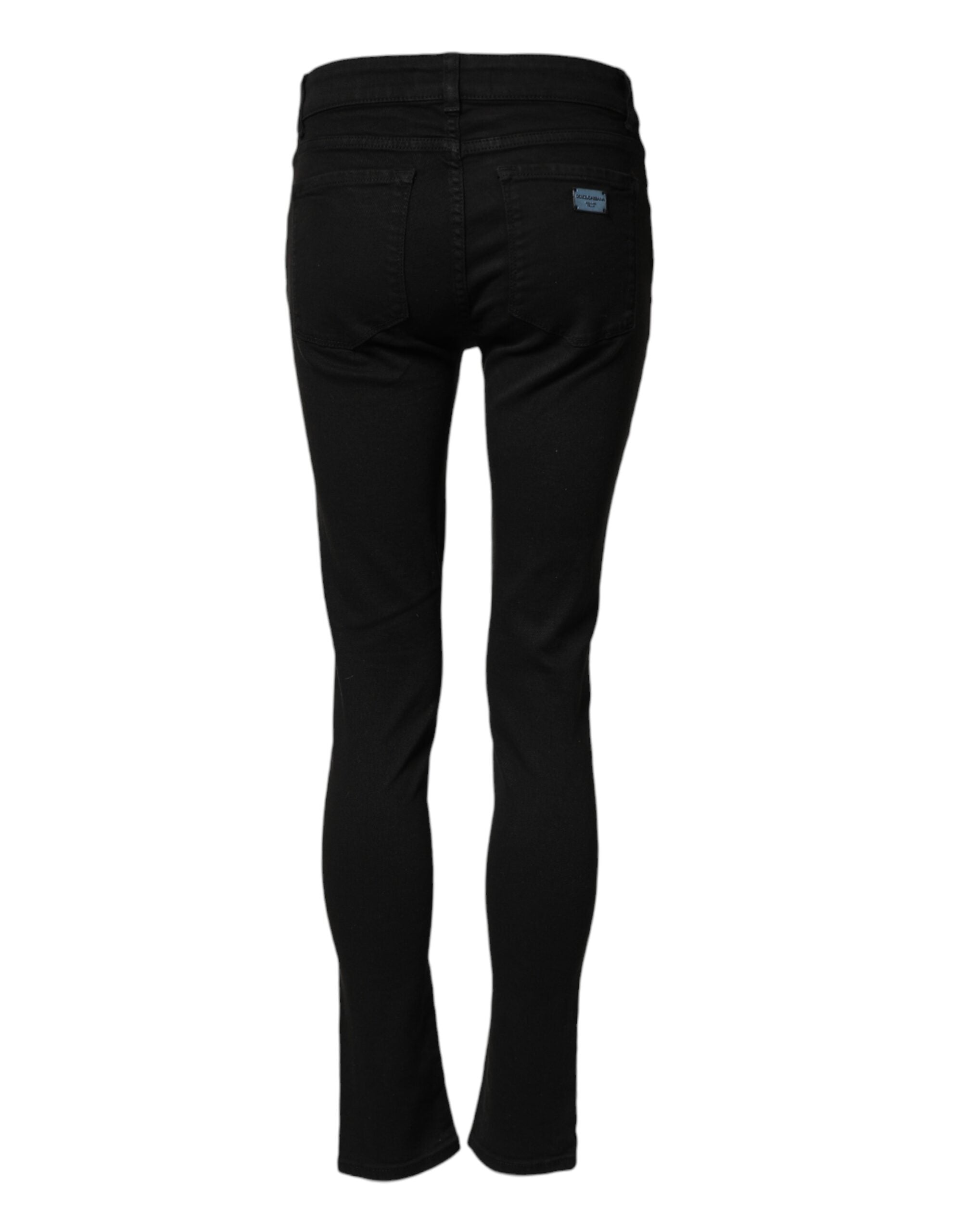 Dolce & Gabbana Black Skinny Jeans in Cotton Denim with a Mid-Rise Waist-3