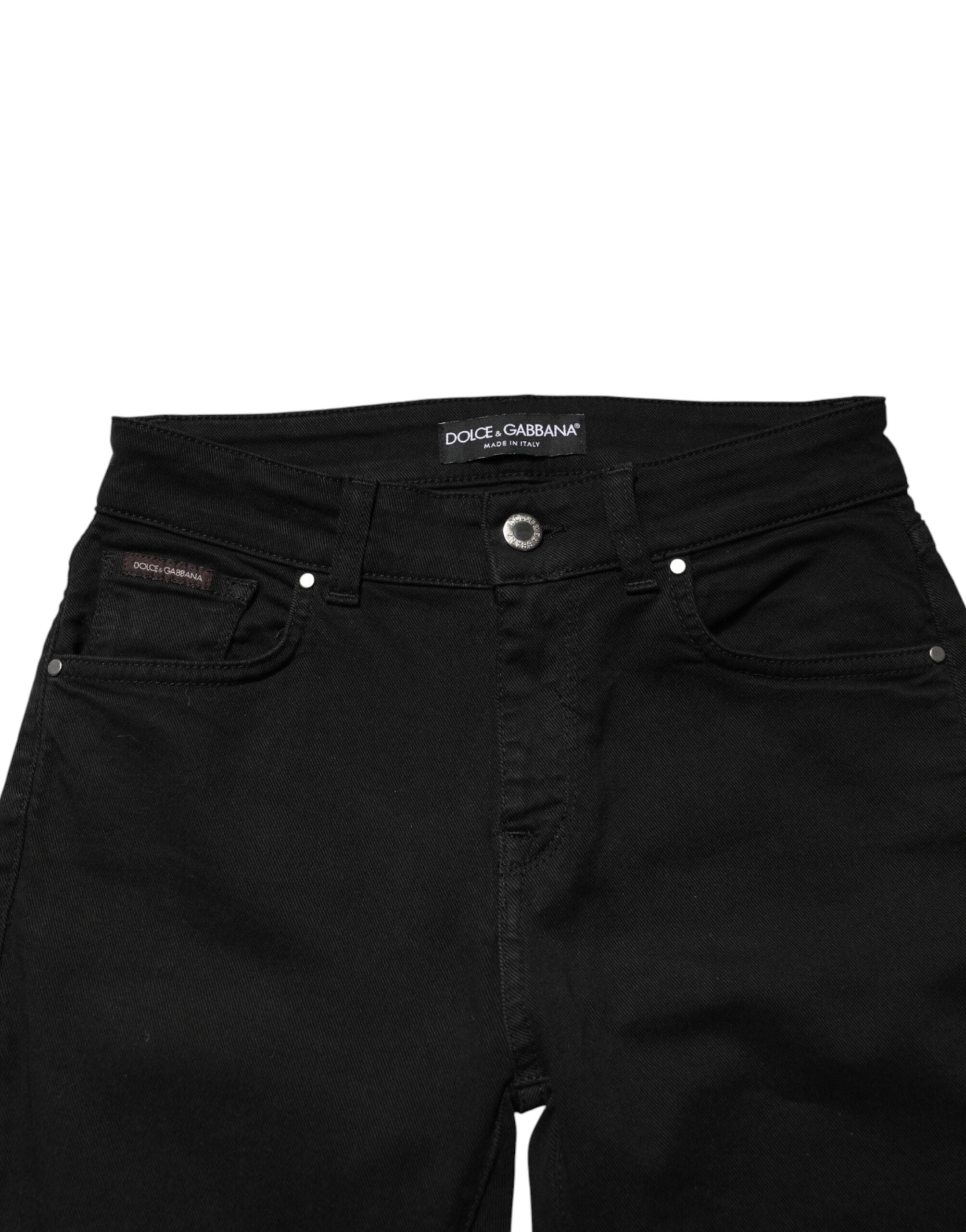 Dolce & Gabbana Black Skinny Jeans in Cotton Denim with a Mid-Rise Waist-4