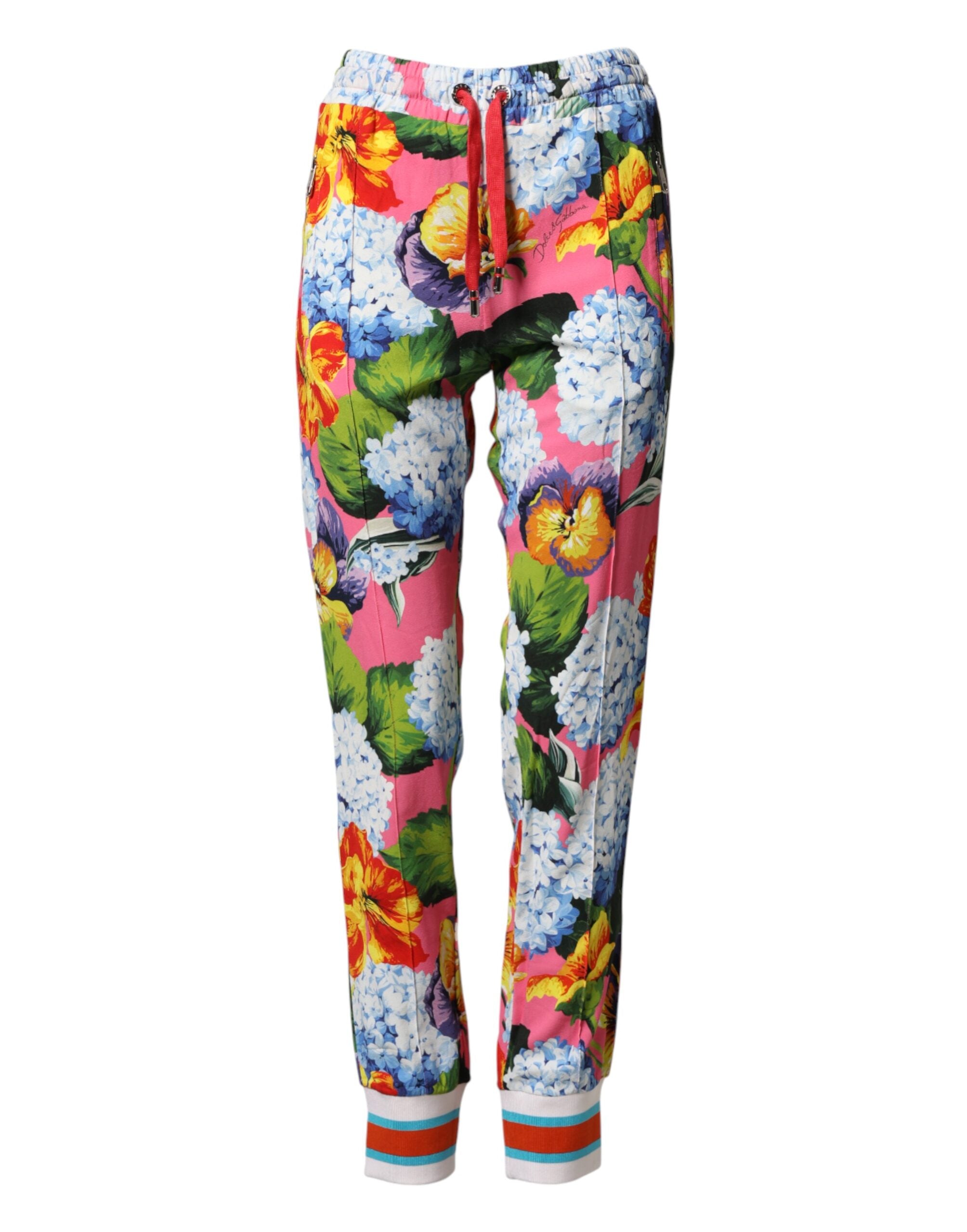 Dolce & Gabbana Colorful jogging pants with floral pattern and mid waist-1