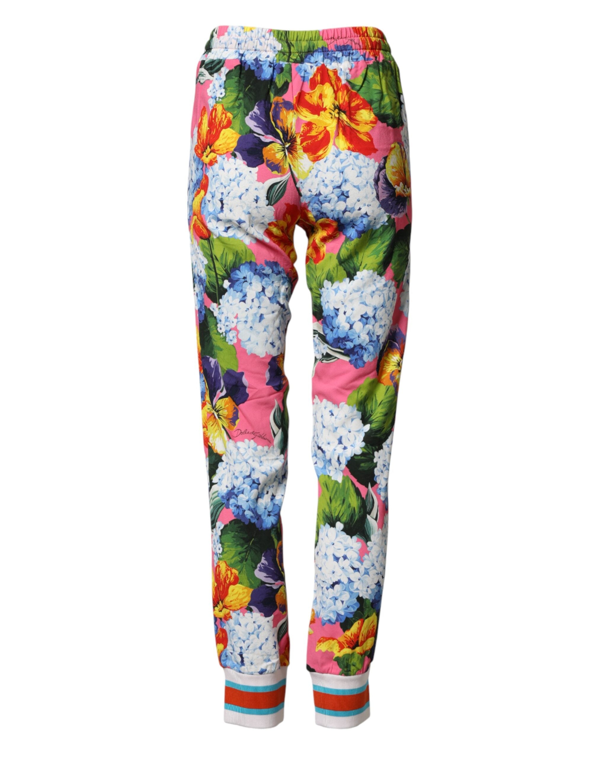 Dolce & Gabbana Colorful jogging pants with floral pattern and mid waist-3