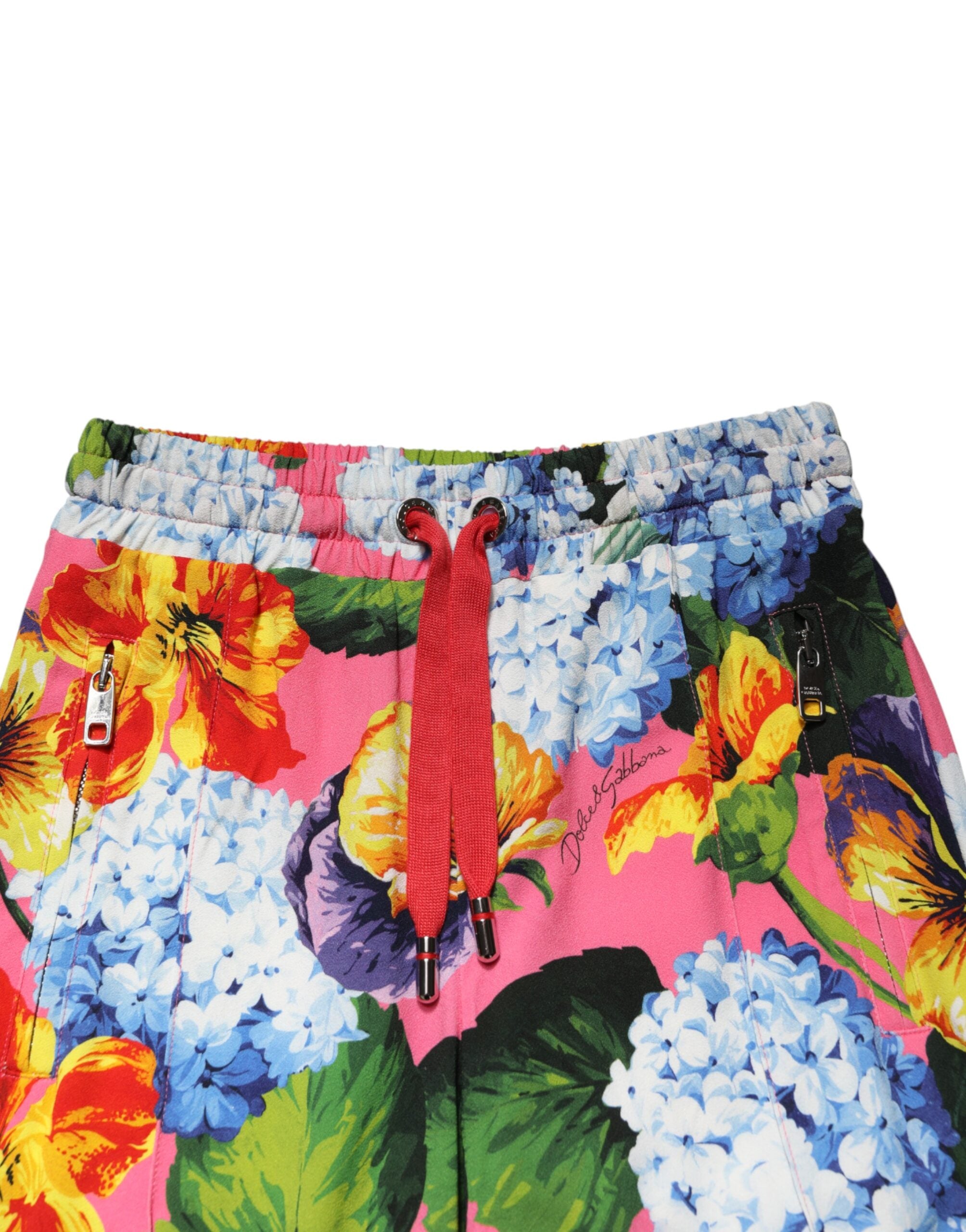 Dolce & Gabbana Colorful jogging pants with floral pattern and mid waist-4