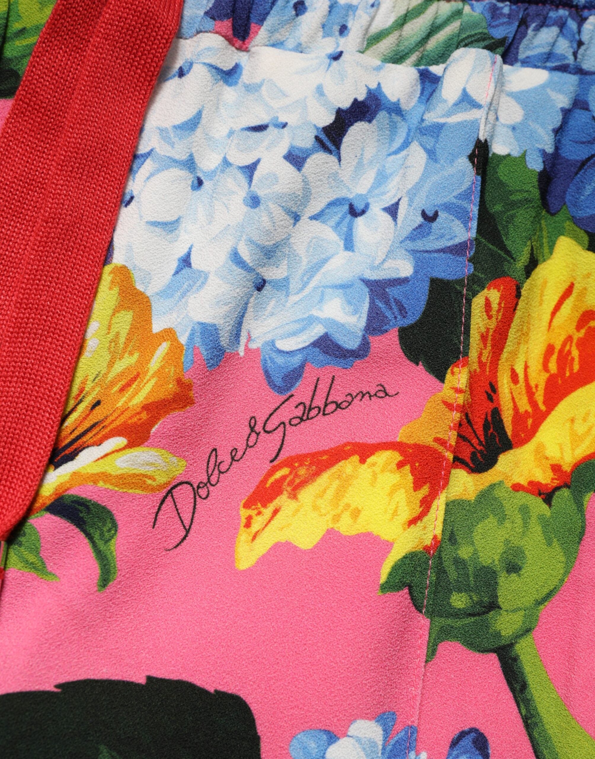 Dolce & Gabbana Colorful jogging pants with floral pattern and mid waist-5