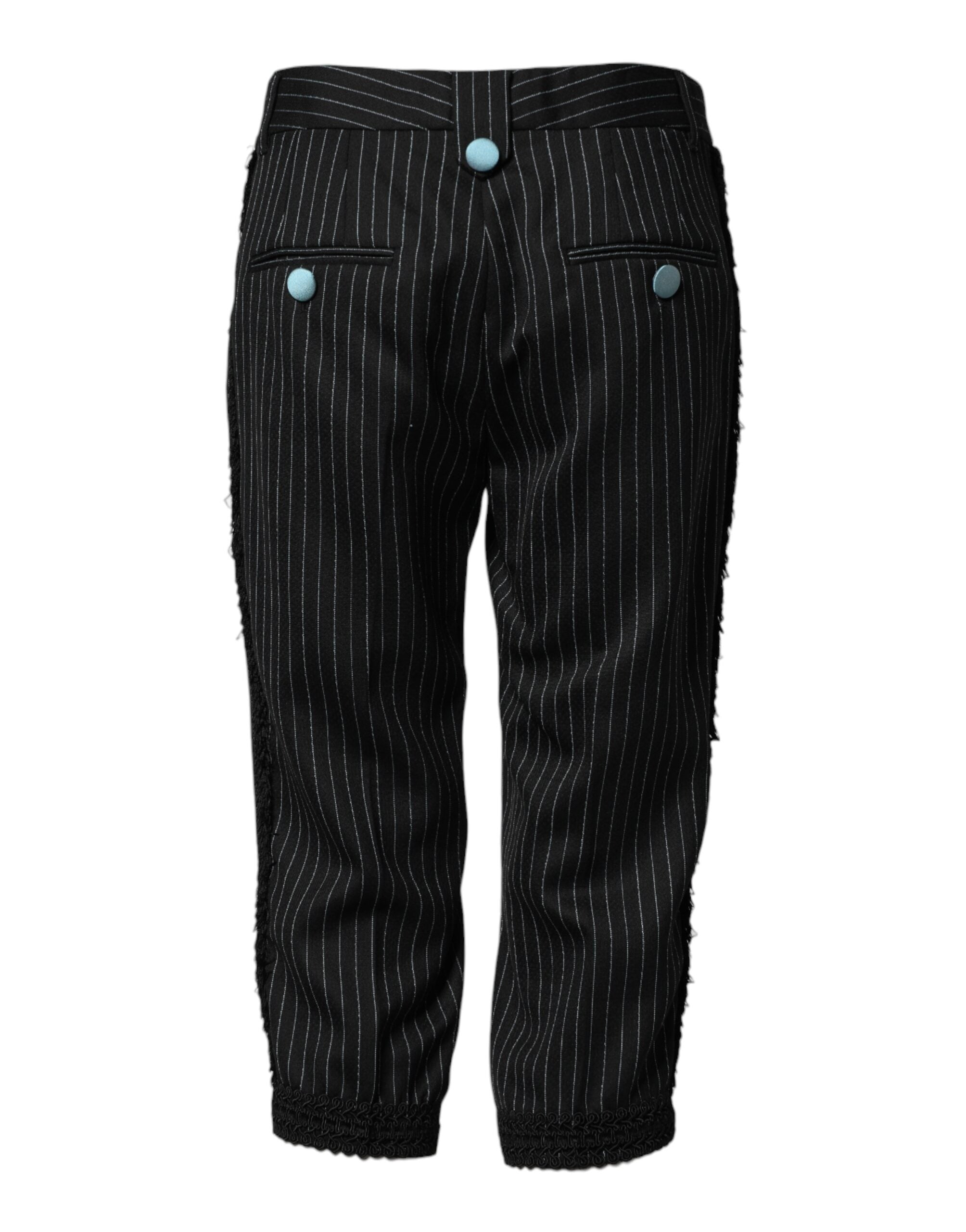 Dolce & Gabbana Black cropped wool trousers with stripes-3