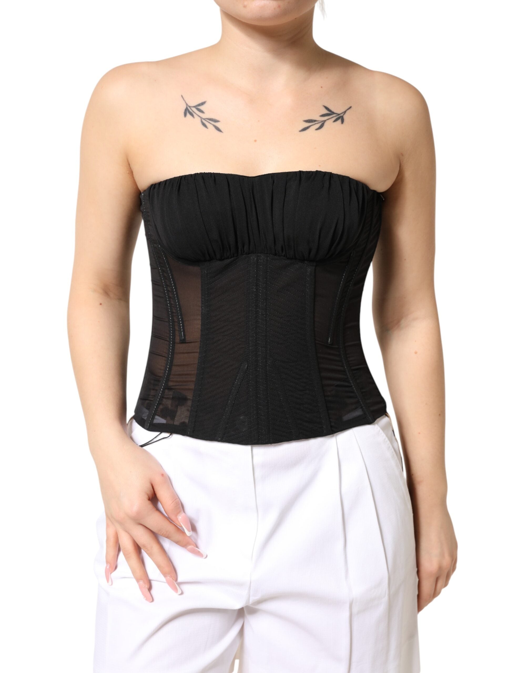 Dolce & Gabbana Schwarzes Seiden-Spitzen-Korsett-Bustier-2