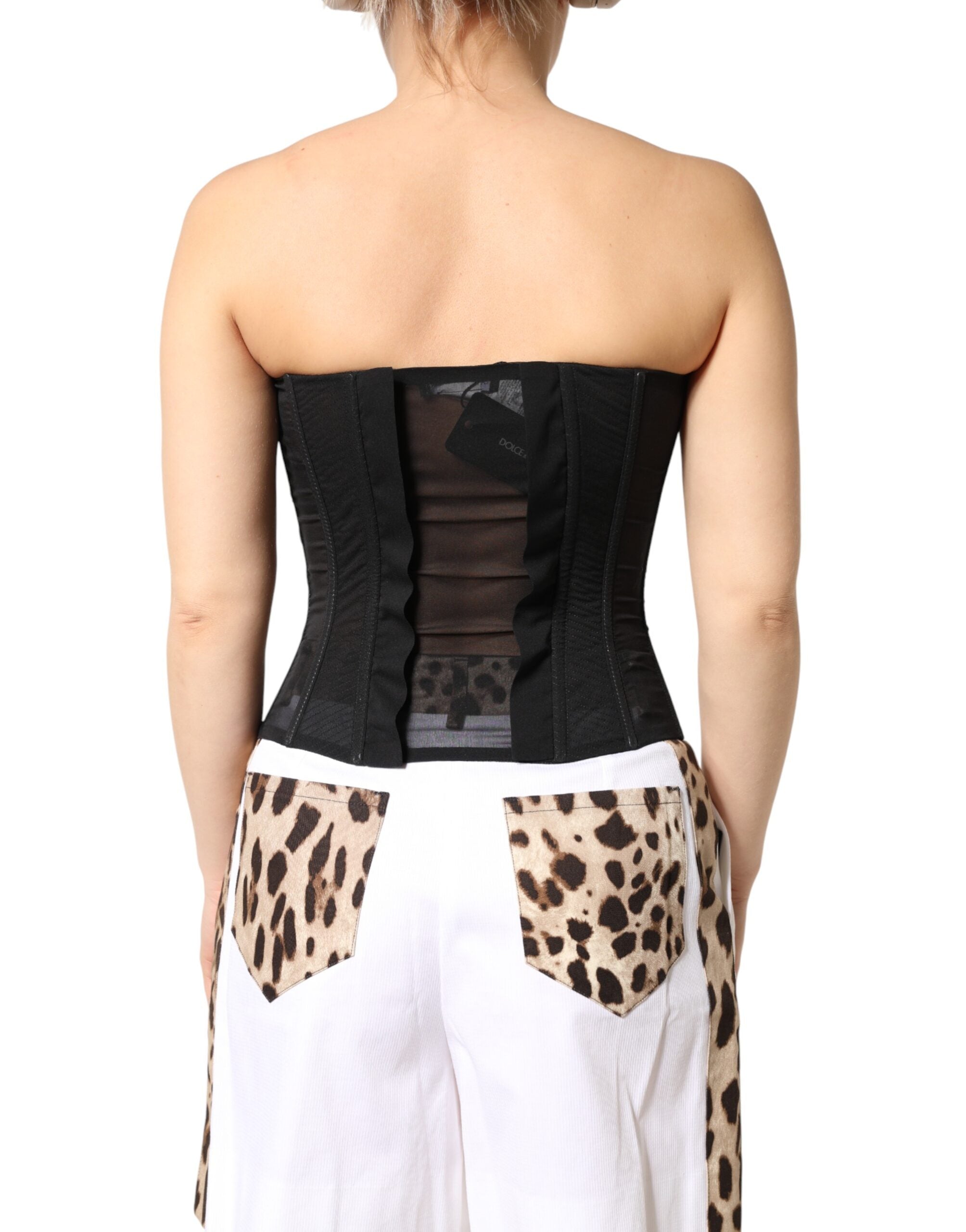 Dolce & Gabbana Schwarzes Seiden-Spitzen-Korsett-Bustier-4