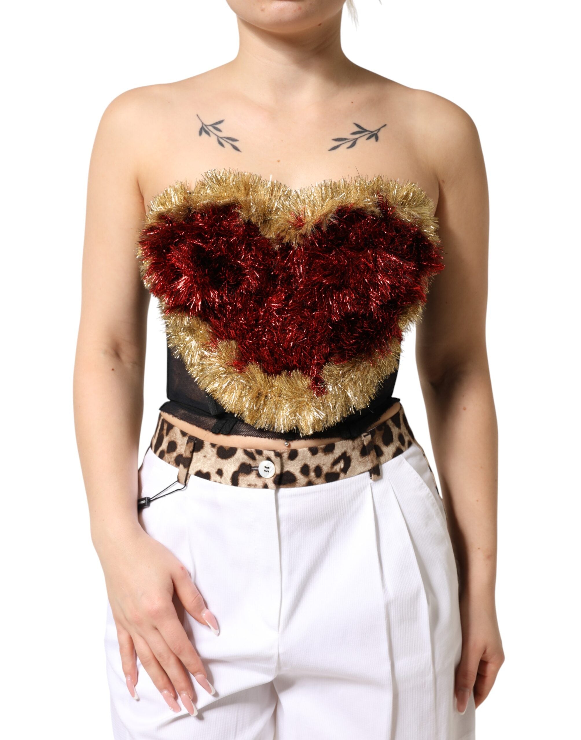 Dolce & Gabbana Black Gold Heart Corset Glitter Top-1