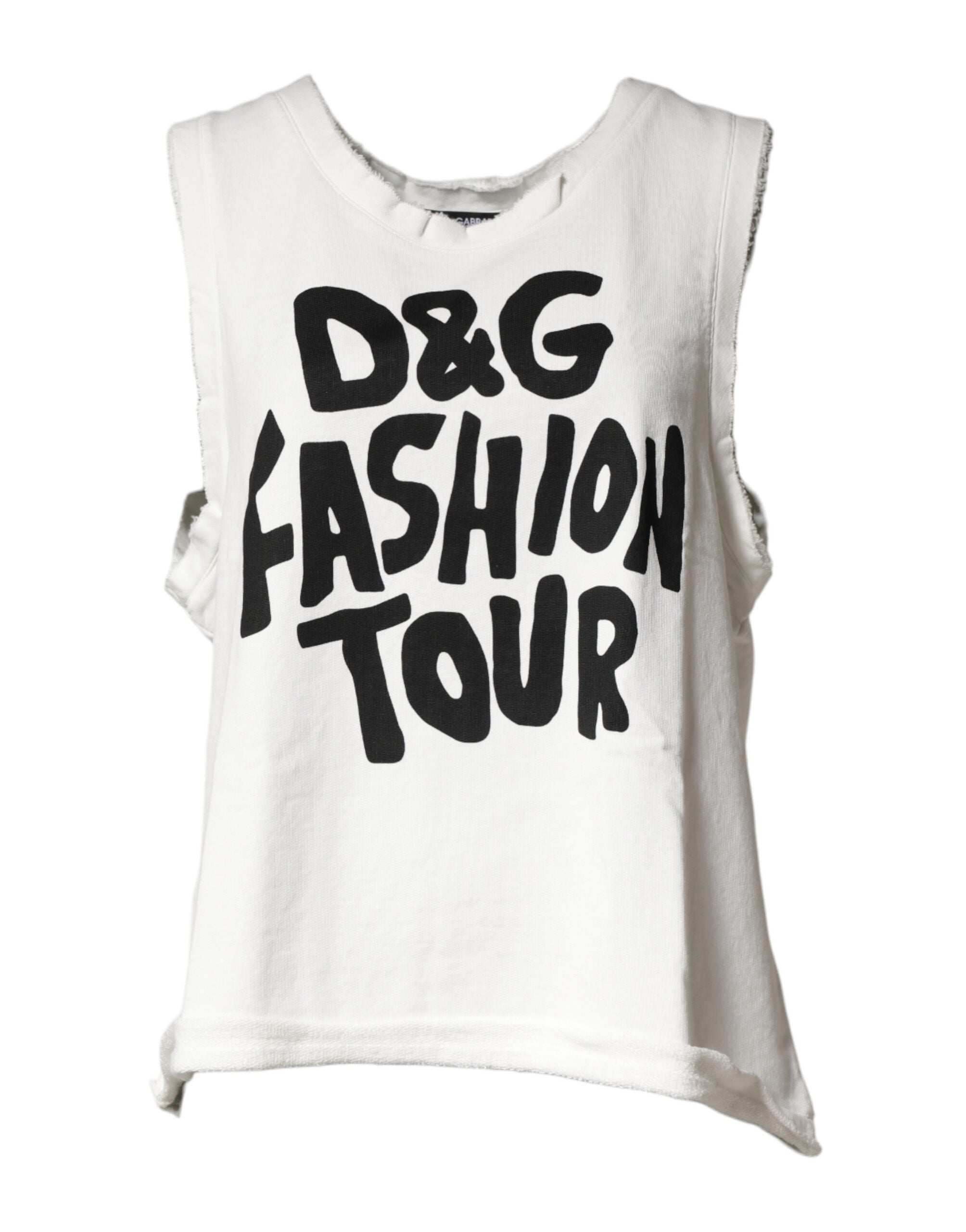 Dolce & Gabbana White Graphic Tank Top with Round Neck