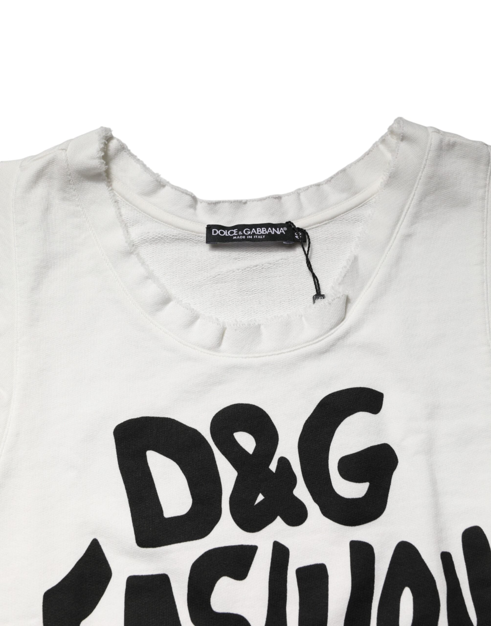 Dolce & Gabbana White Graphic Tank Top with Round Neck-4