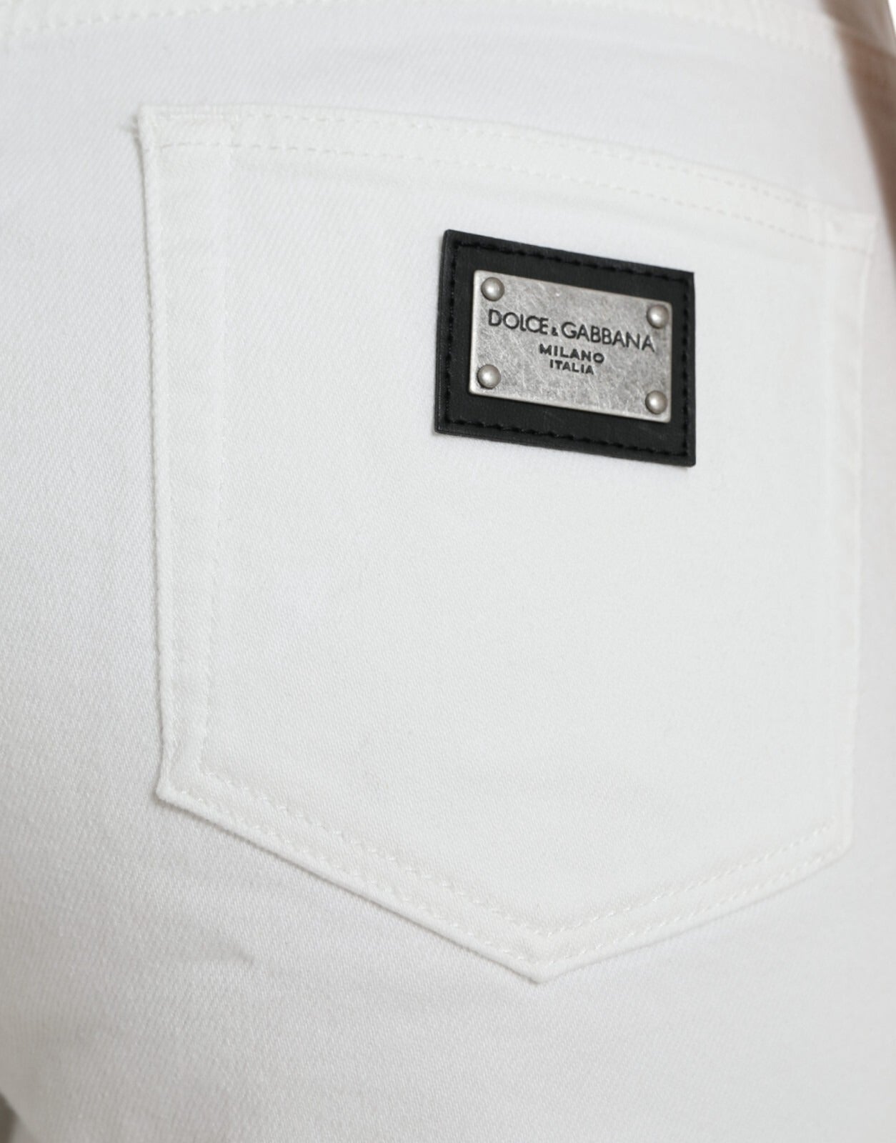 Dolce & Gabbana Weiße, weite Cropped-Jeans aus Baumwolle-6