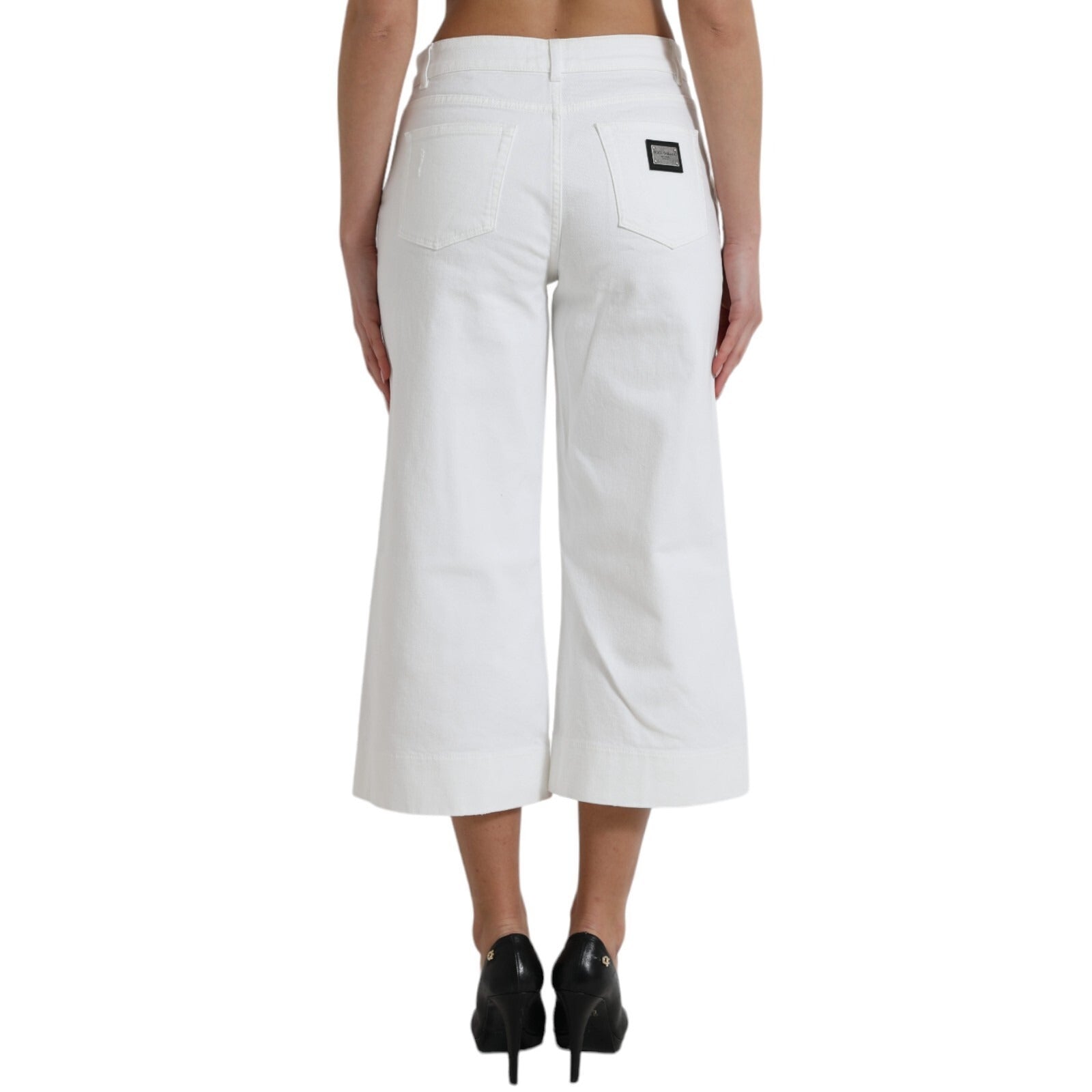 Dolce & Gabbana Weiße, weite Cropped-Jeans aus Baumwolle-4