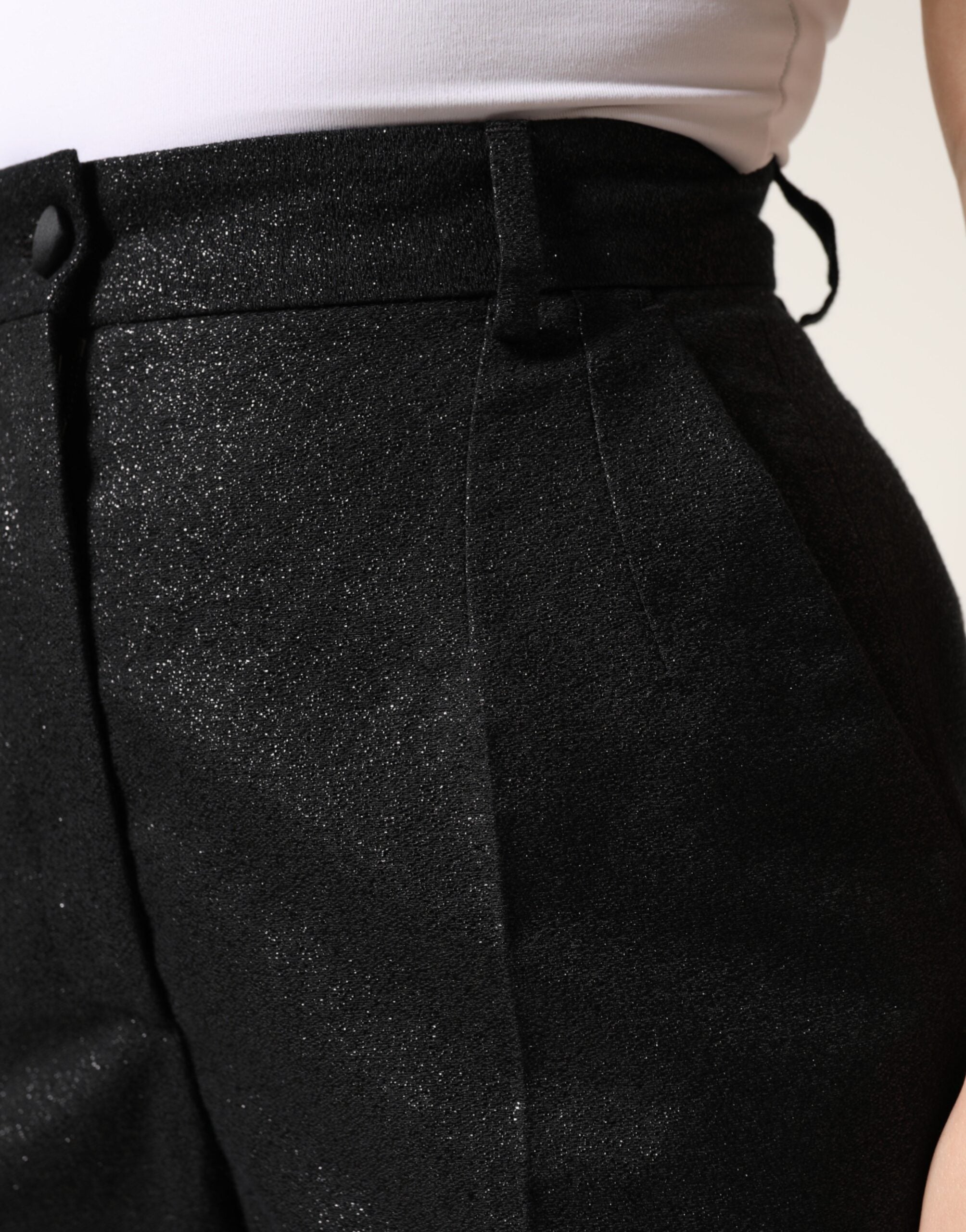 Dolce & Gabbana black polyester shorts with a high waist and relaxed fit-5