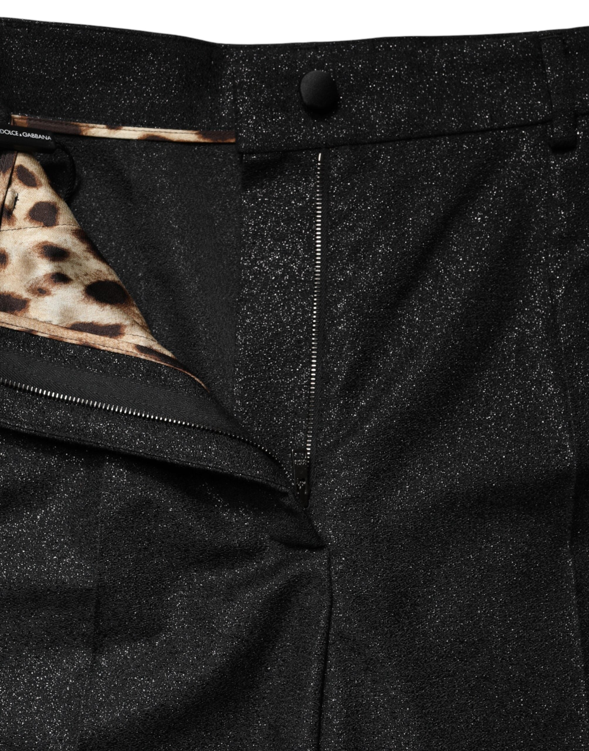 Dolce & Gabbana black polyester shorts with a high waist and relaxed fit-6