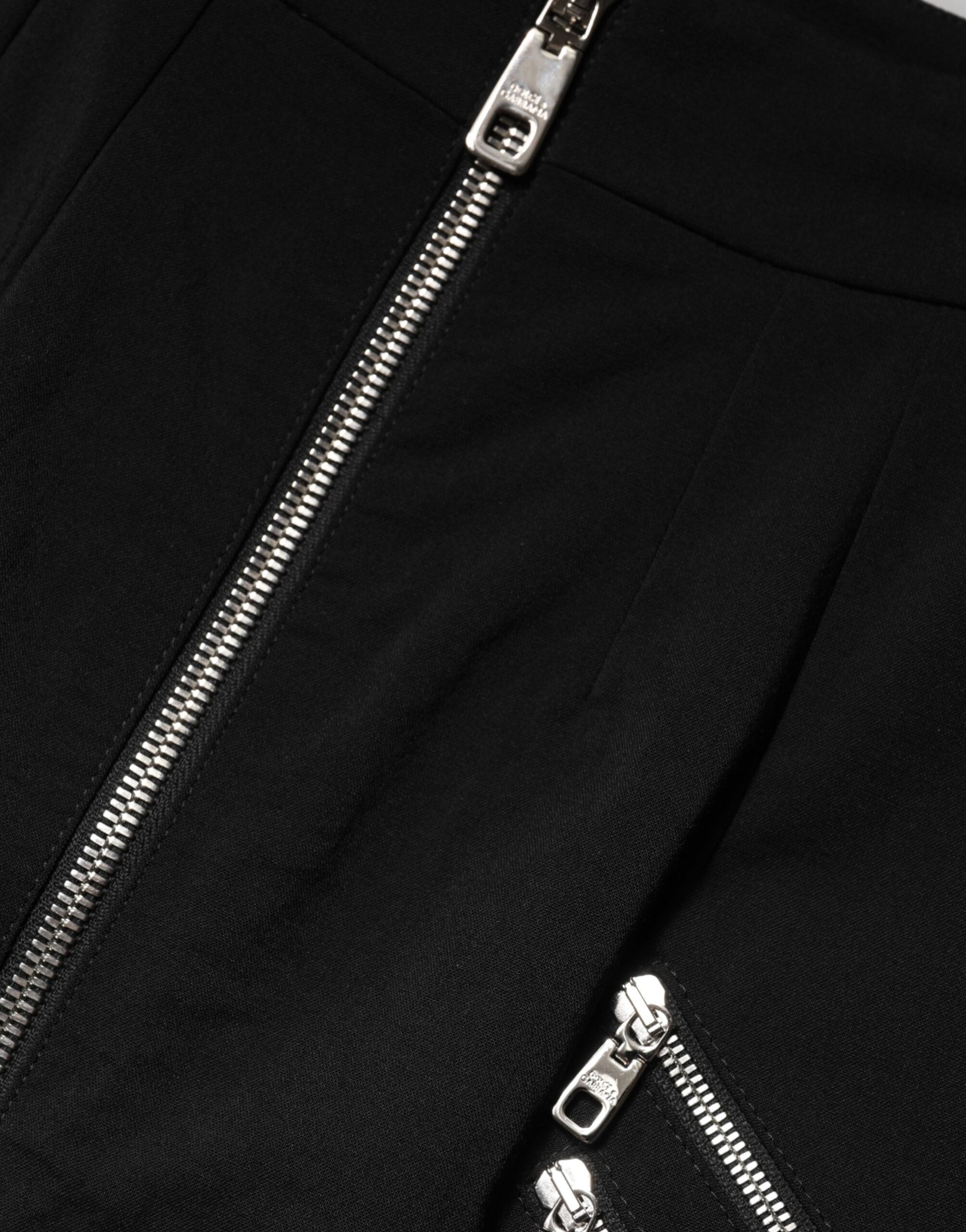 Dolce & Gabbana Schwarzer Polyester-Minirock mit Reißverschluss und hohem Bund-5