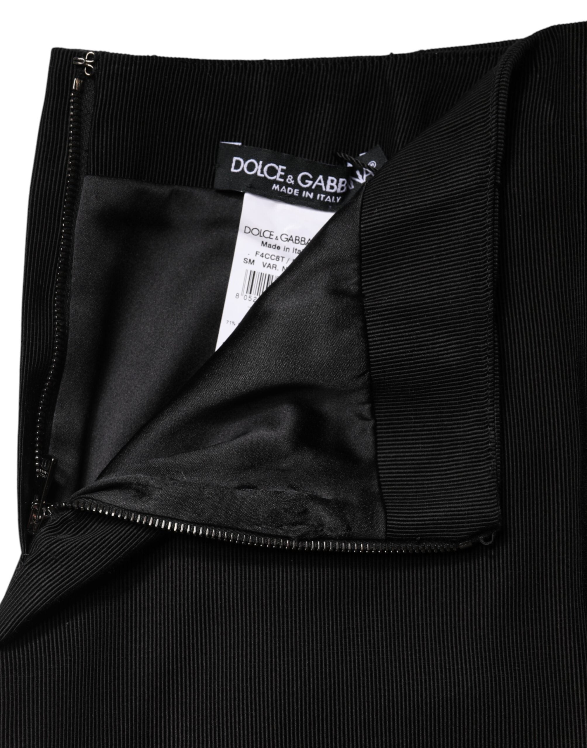 Dolce & Gabbana Black Cotton High-Waisted Pencil Skirt-5
