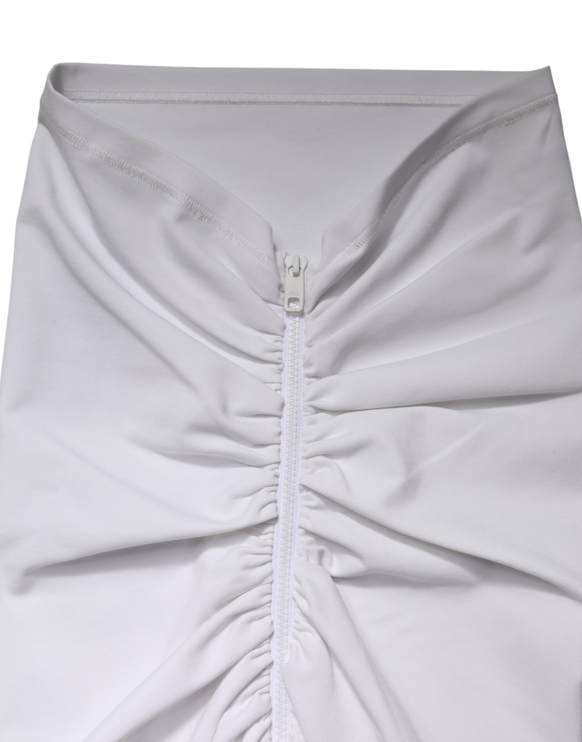 Dolce & Gabbana White Viscose High-Waisted Pencil Skirt-5