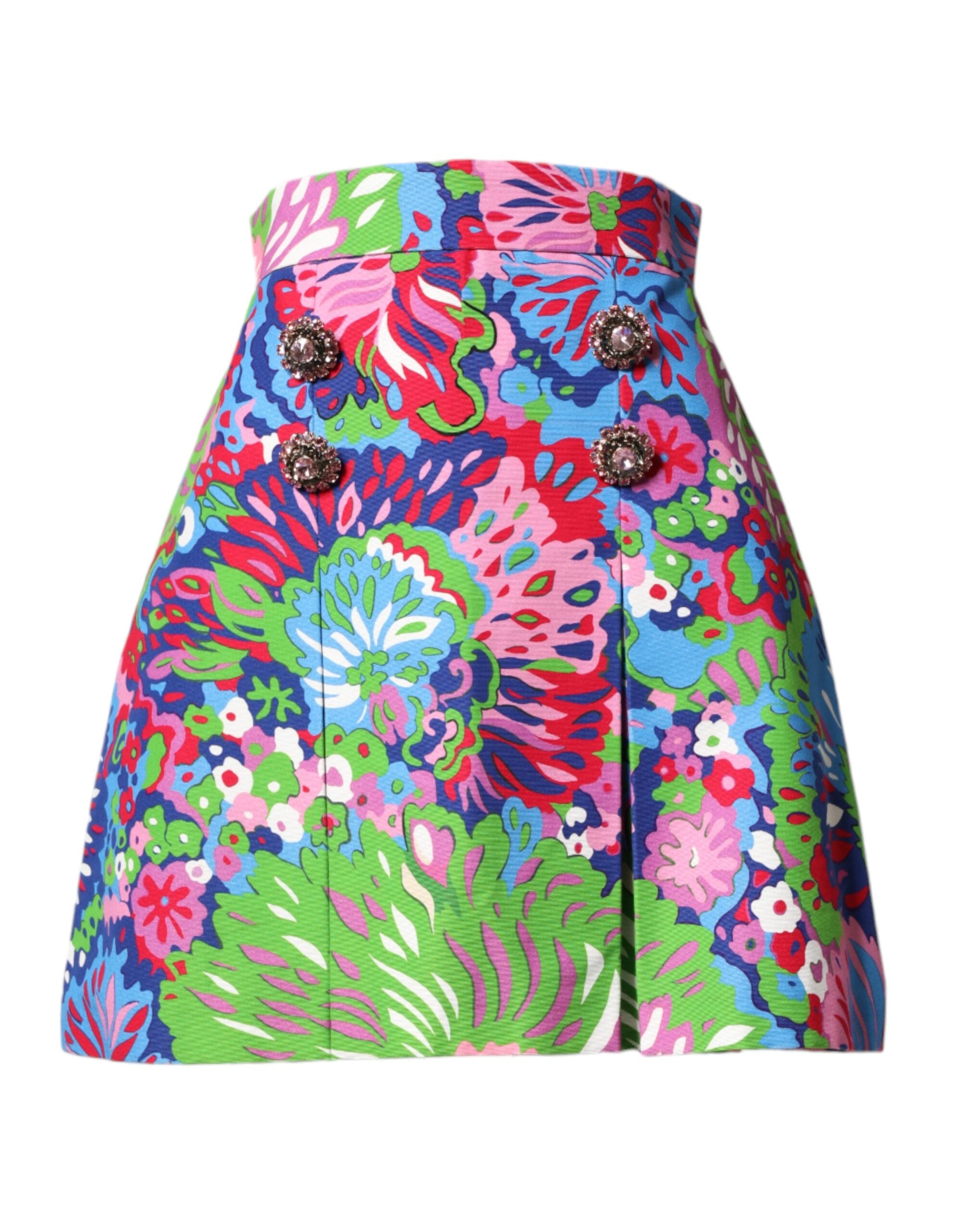 Dolce & Gabbana Shorts florales coloridos con botones y cintura alta-1