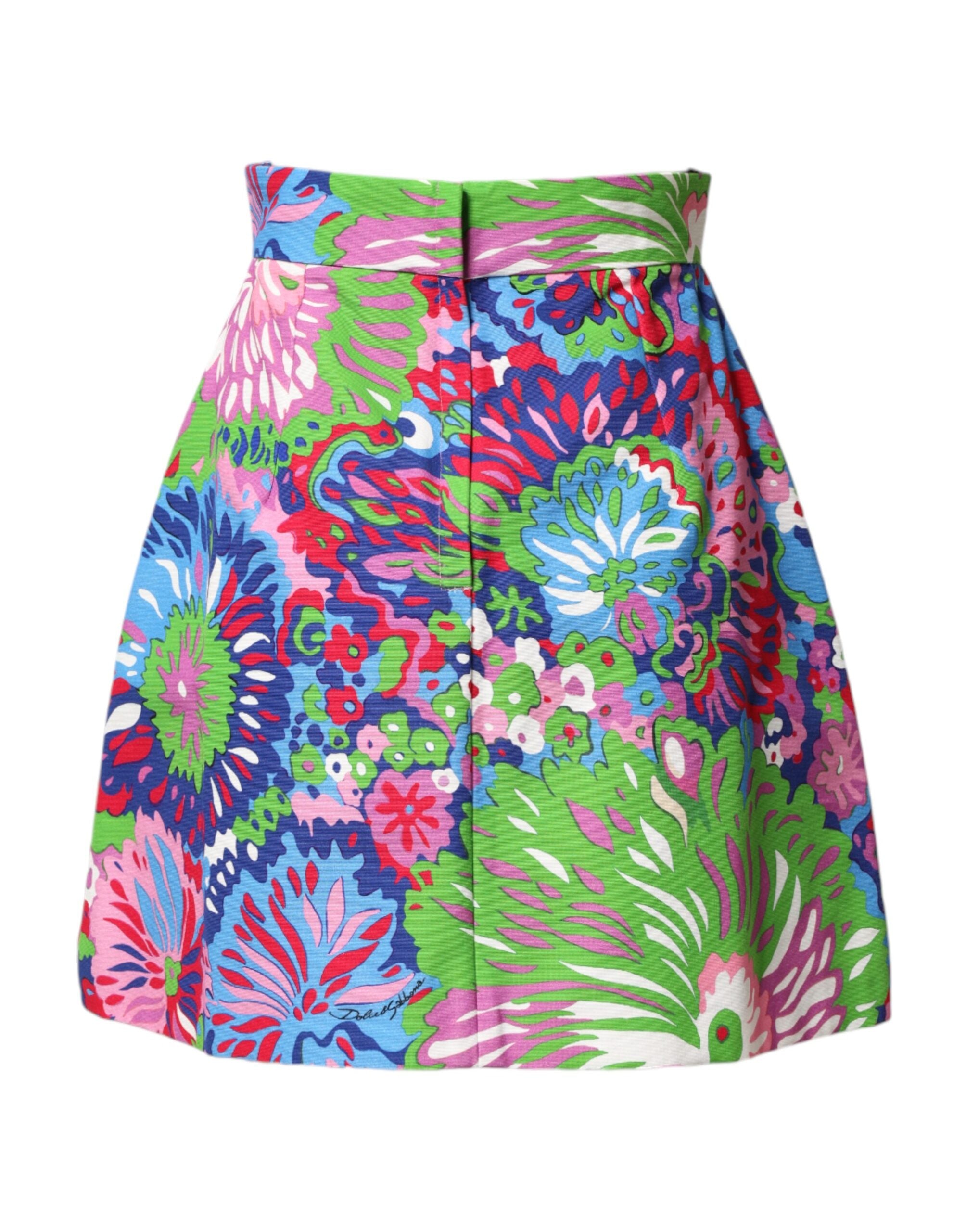 Dolce & Gabbana Shorts florales coloridos con botones y cintura alta-3