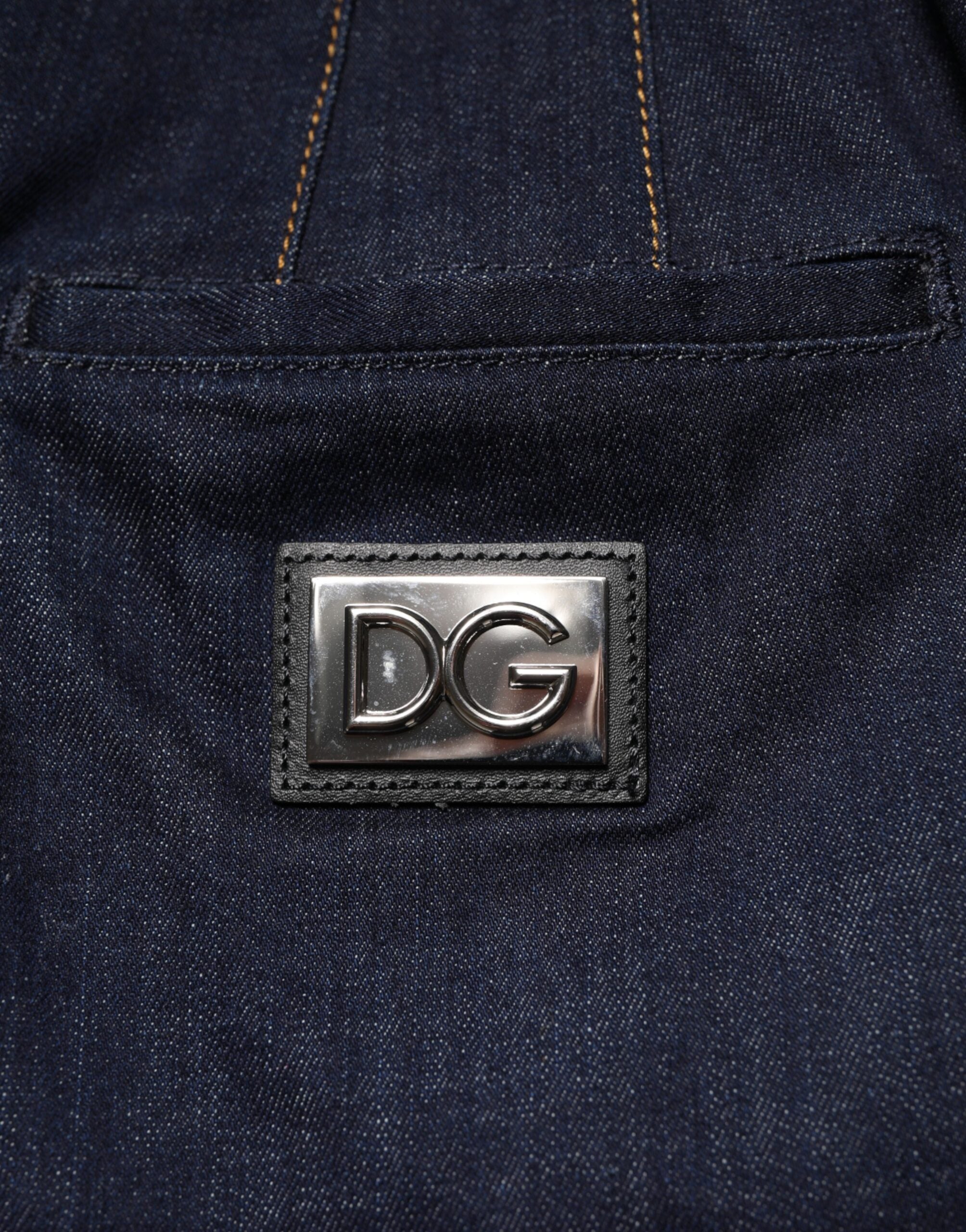 Dolce & Gabbana Dark Blue Cotton A-Line Denim Midi Skirt-5
