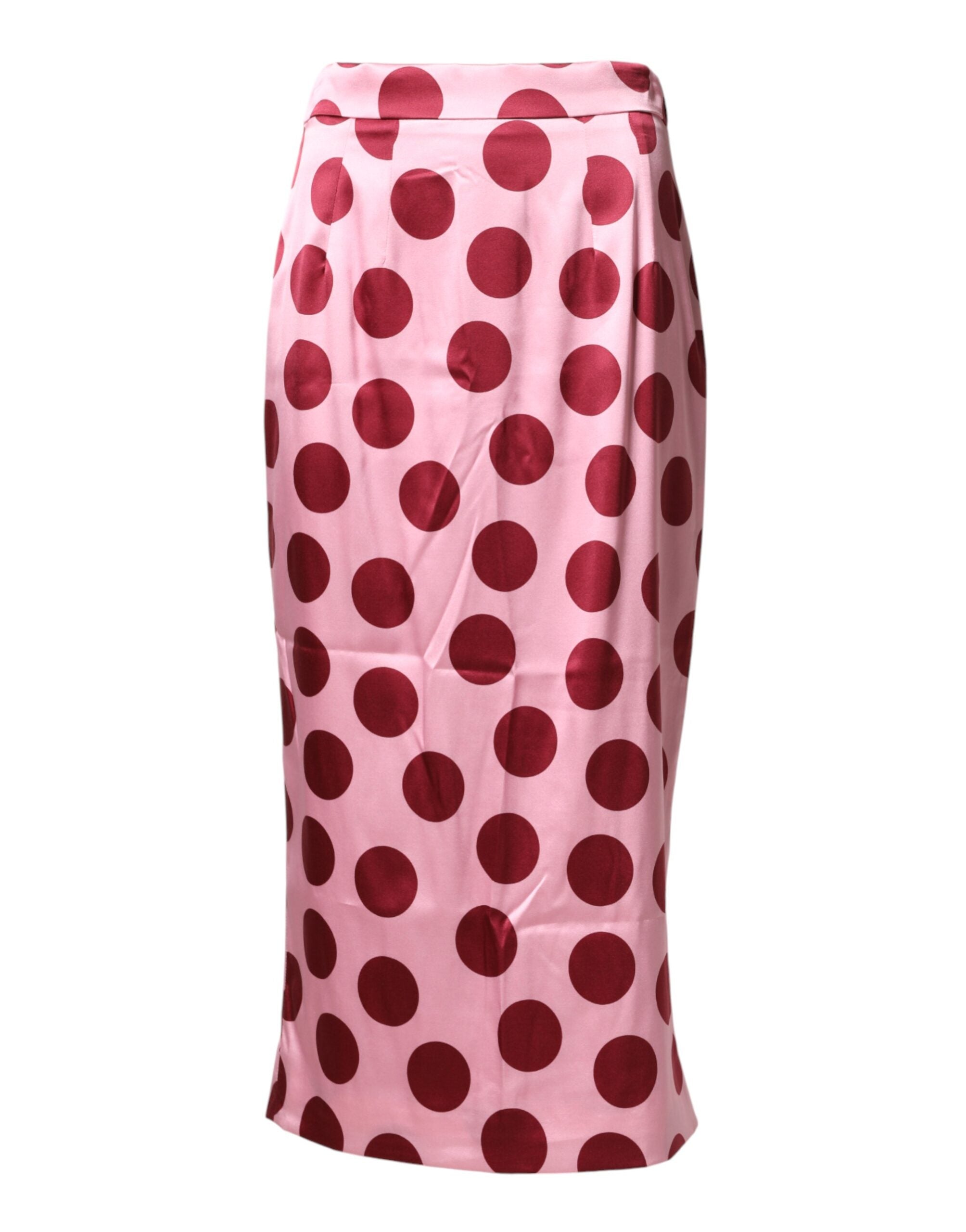 Dolce & Gabbana pink silk skirt with polka dots in a pencil cut-2