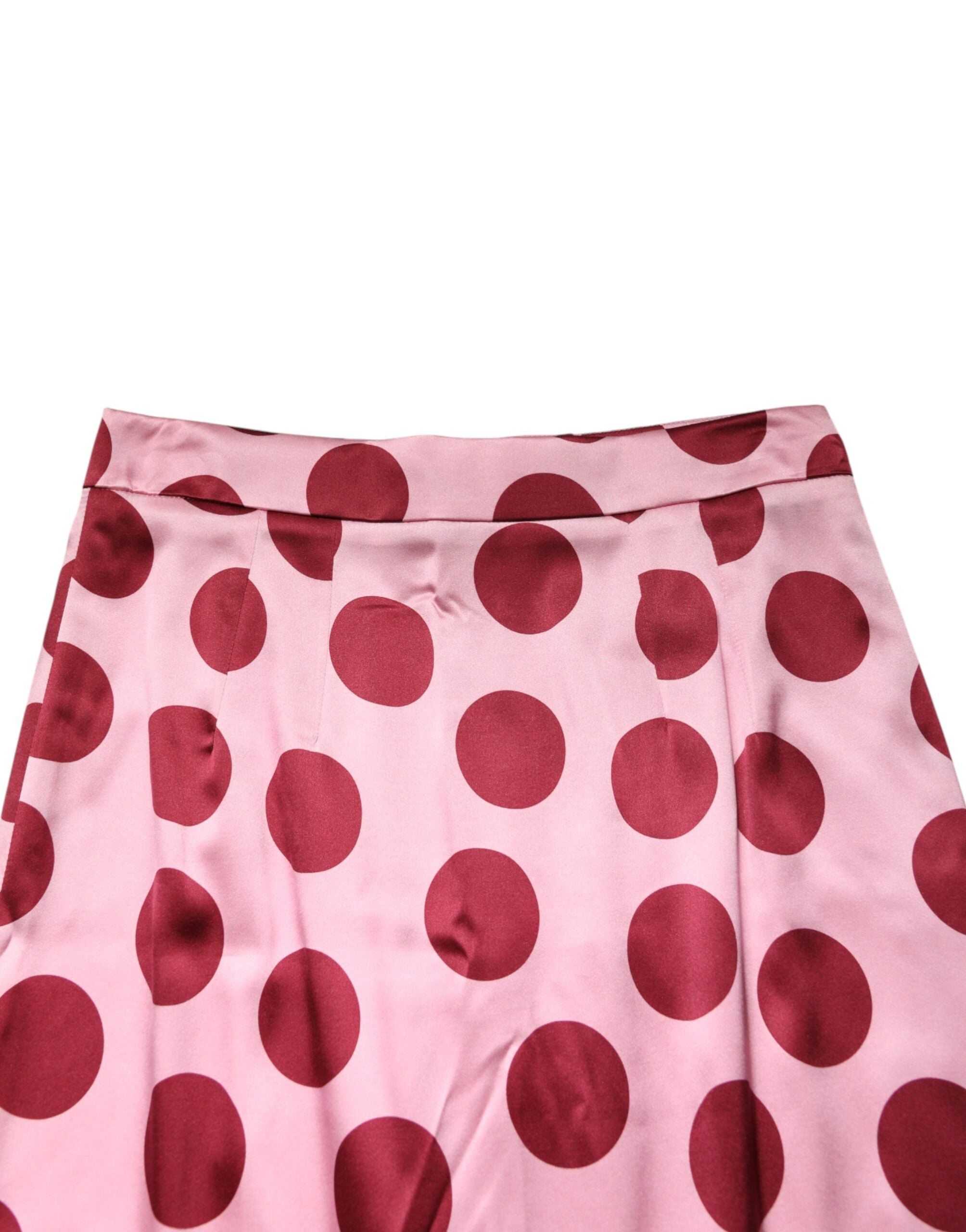 Dolce & Gabbana pink silk skirt with polka dots in a pencil cut-4