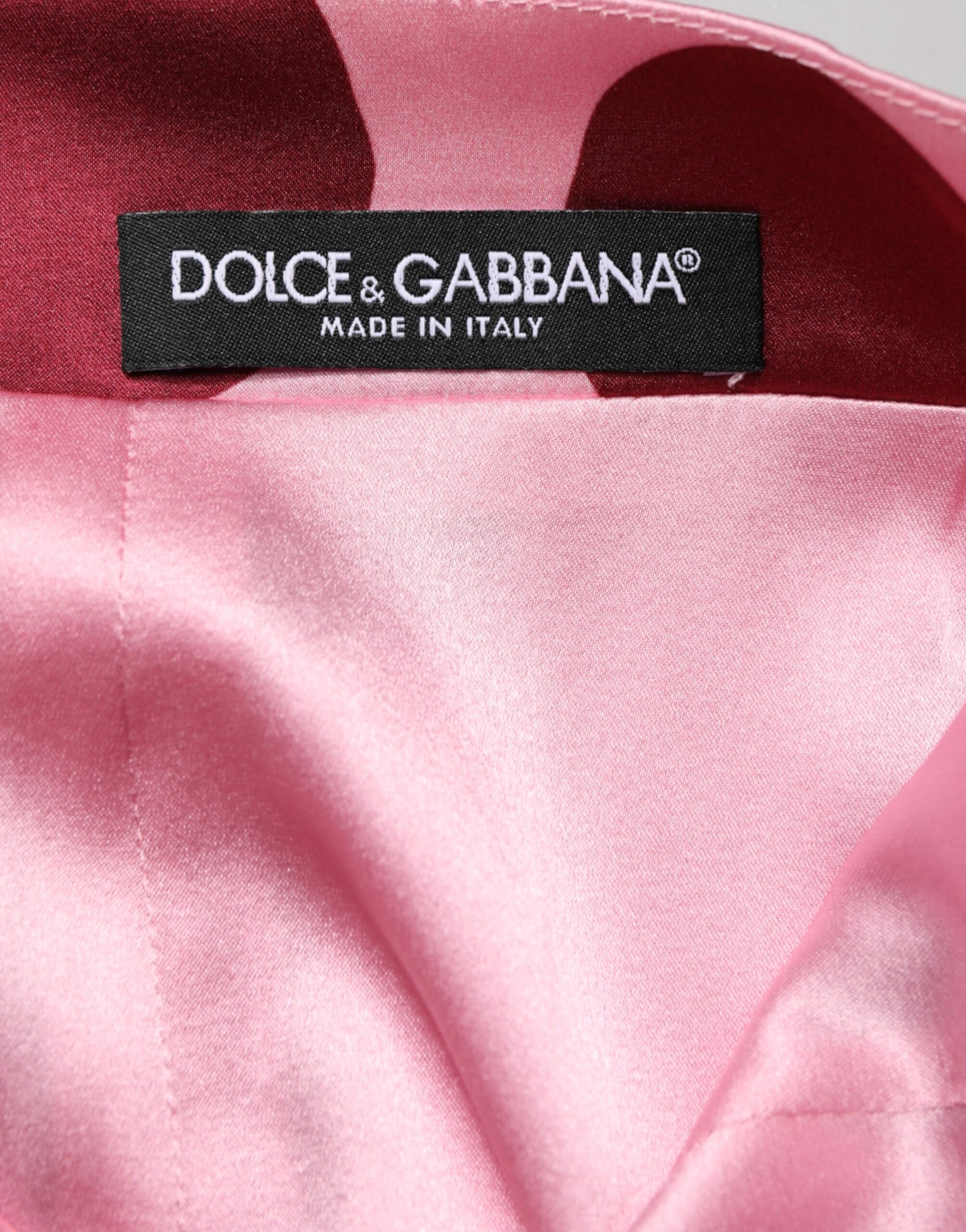 Dolce & Gabbana pink silk skirt with polka dots in a pencil cut-5