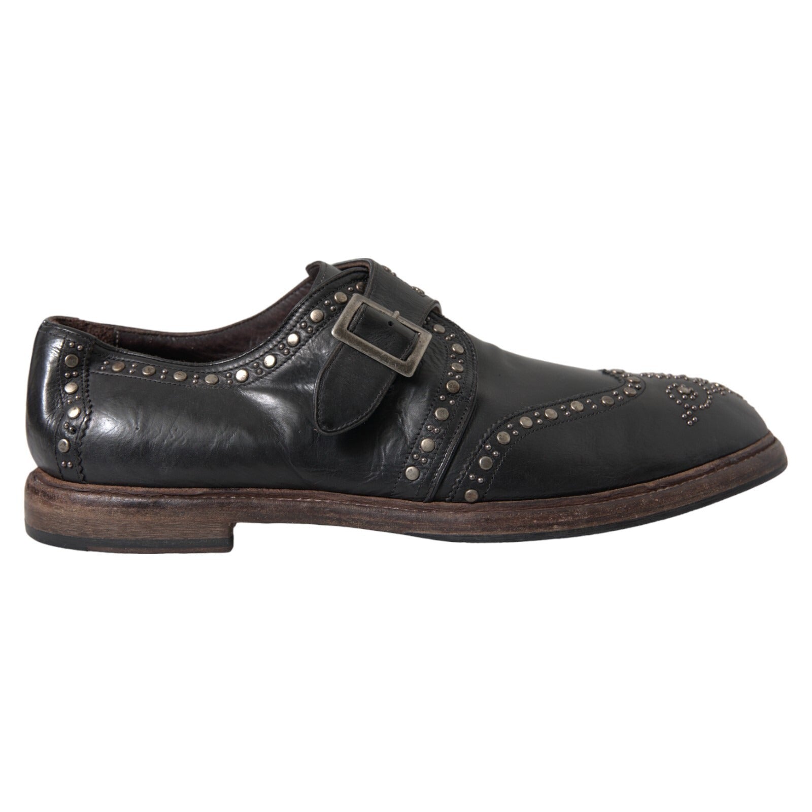 Dolce & Gabbana Schwarze Leder-Monk-Schuhe mit Nieten-1