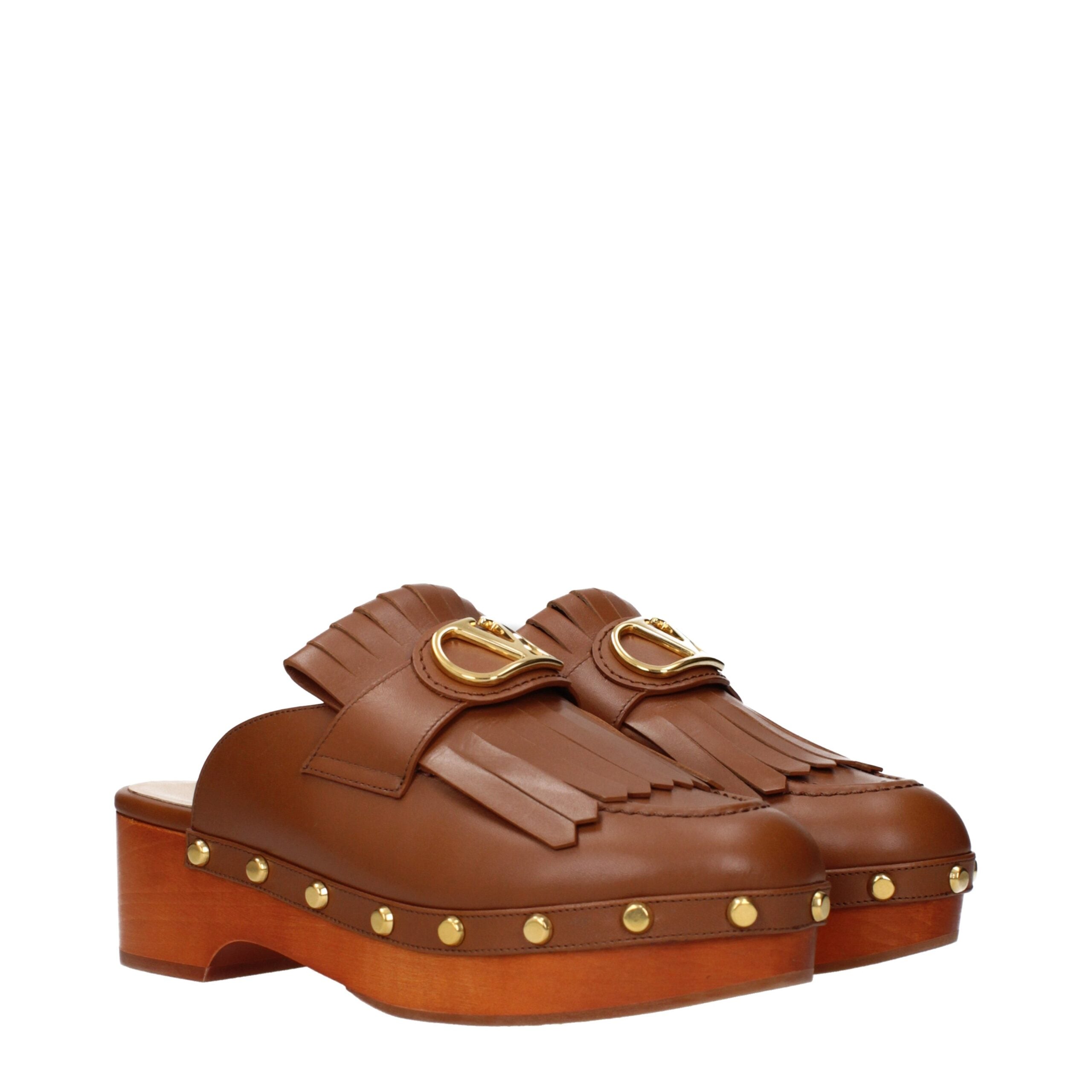 Valentino Garavani Braune Leder-Slipper-2
