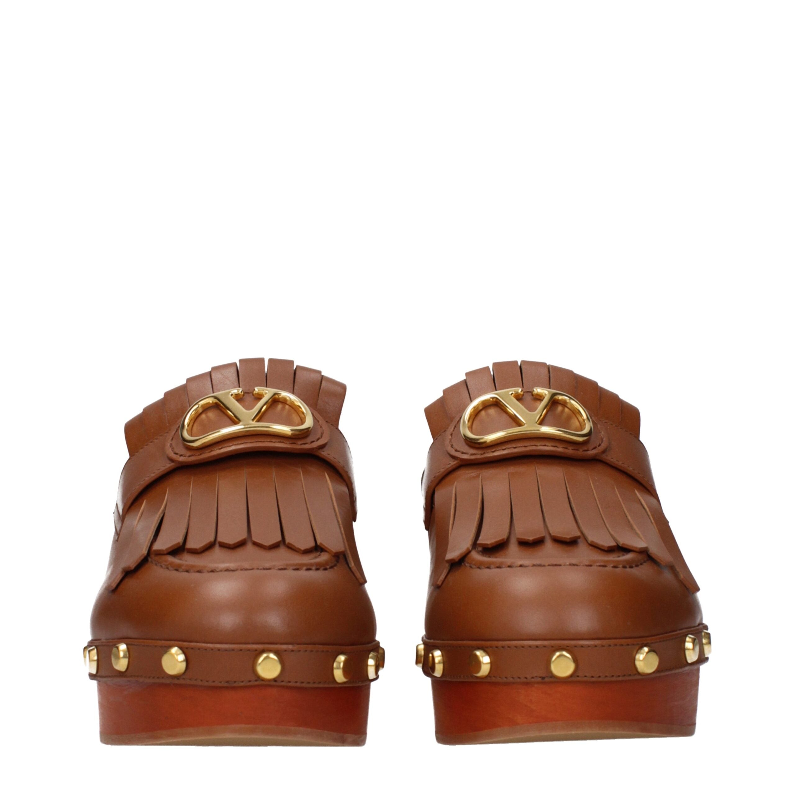 Valentino Garavani Braune Leder-Slipper-3