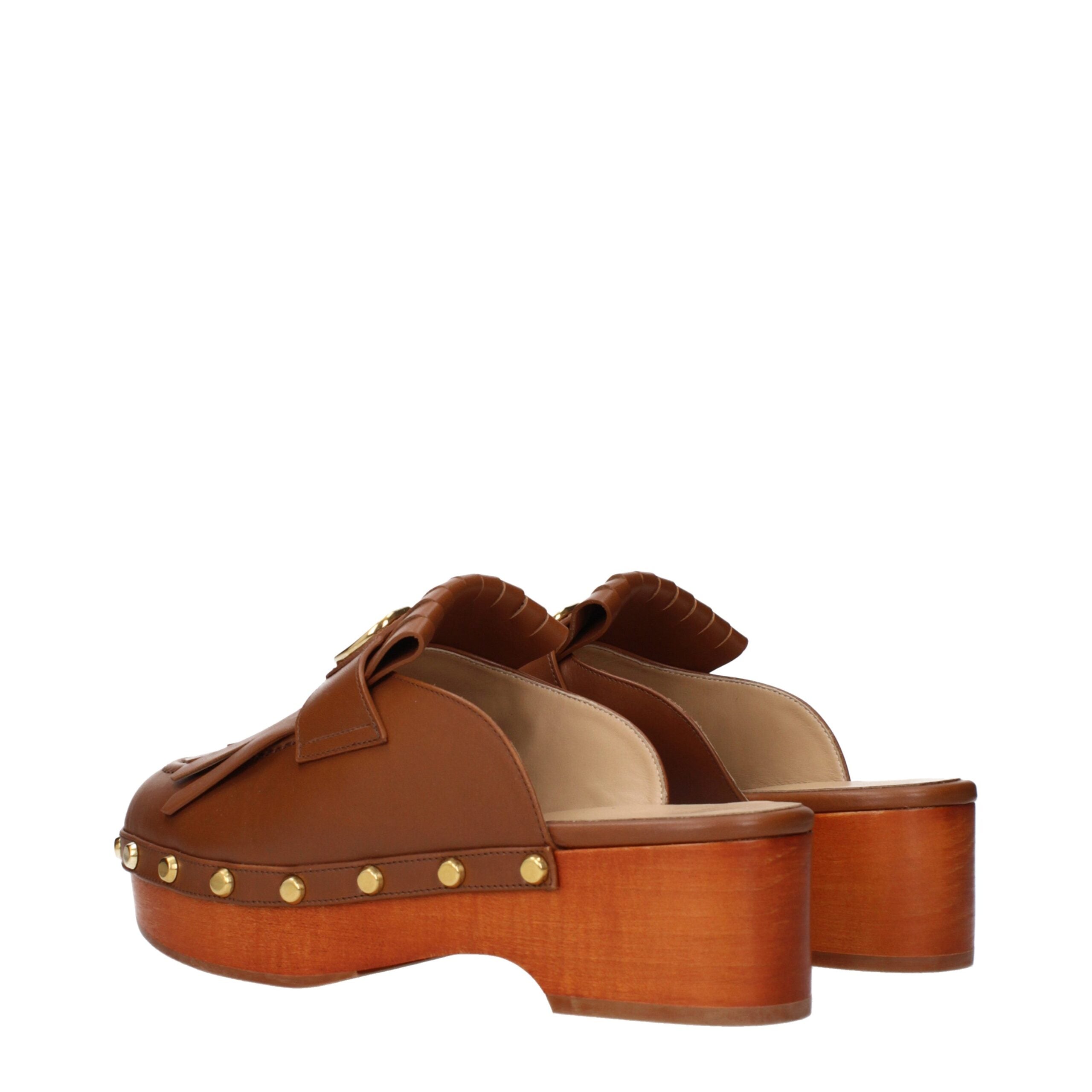 Valentino Garavani Braune Leder-Slipper-4