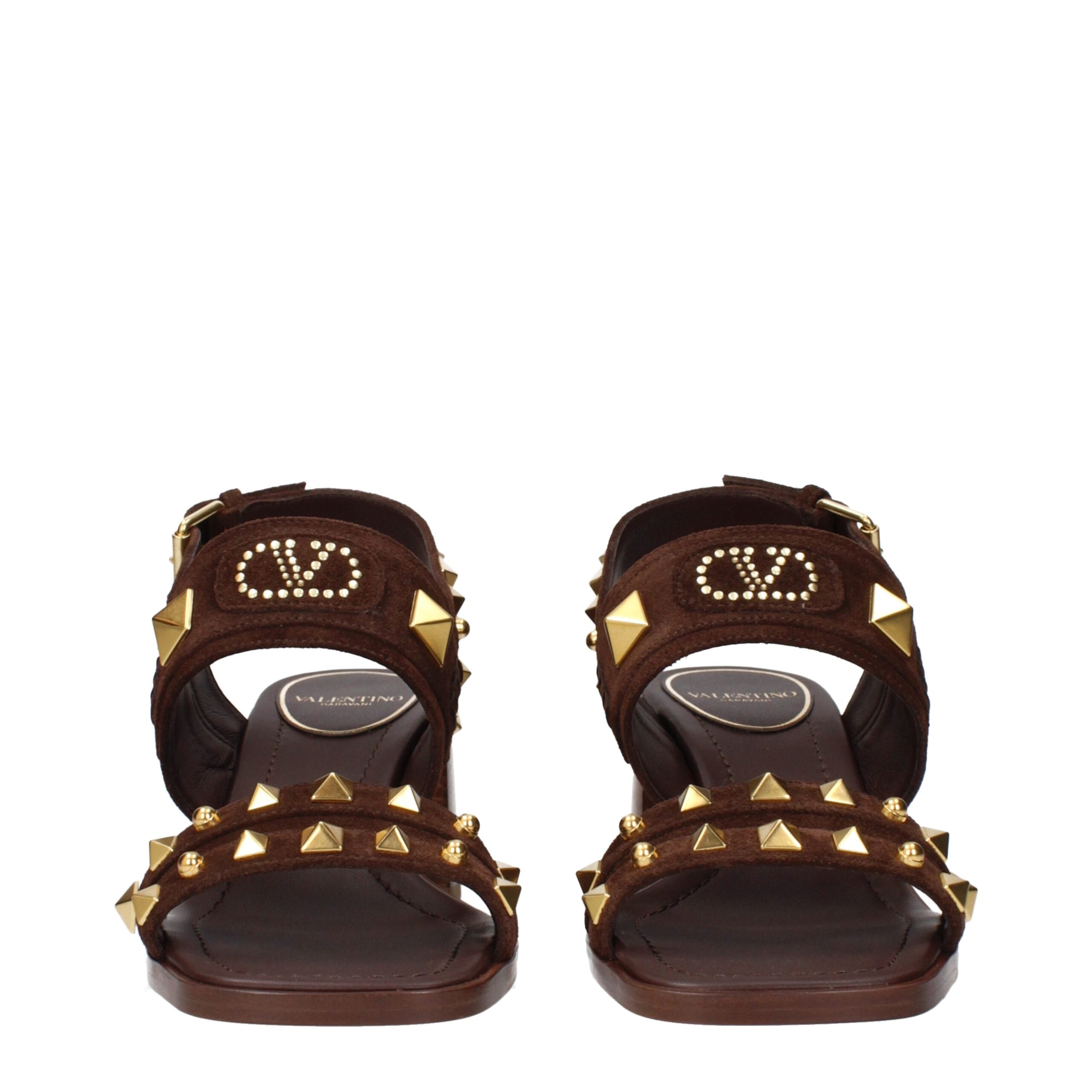 Valentino Garavani Braune Ledersandalen mit Riemen-3