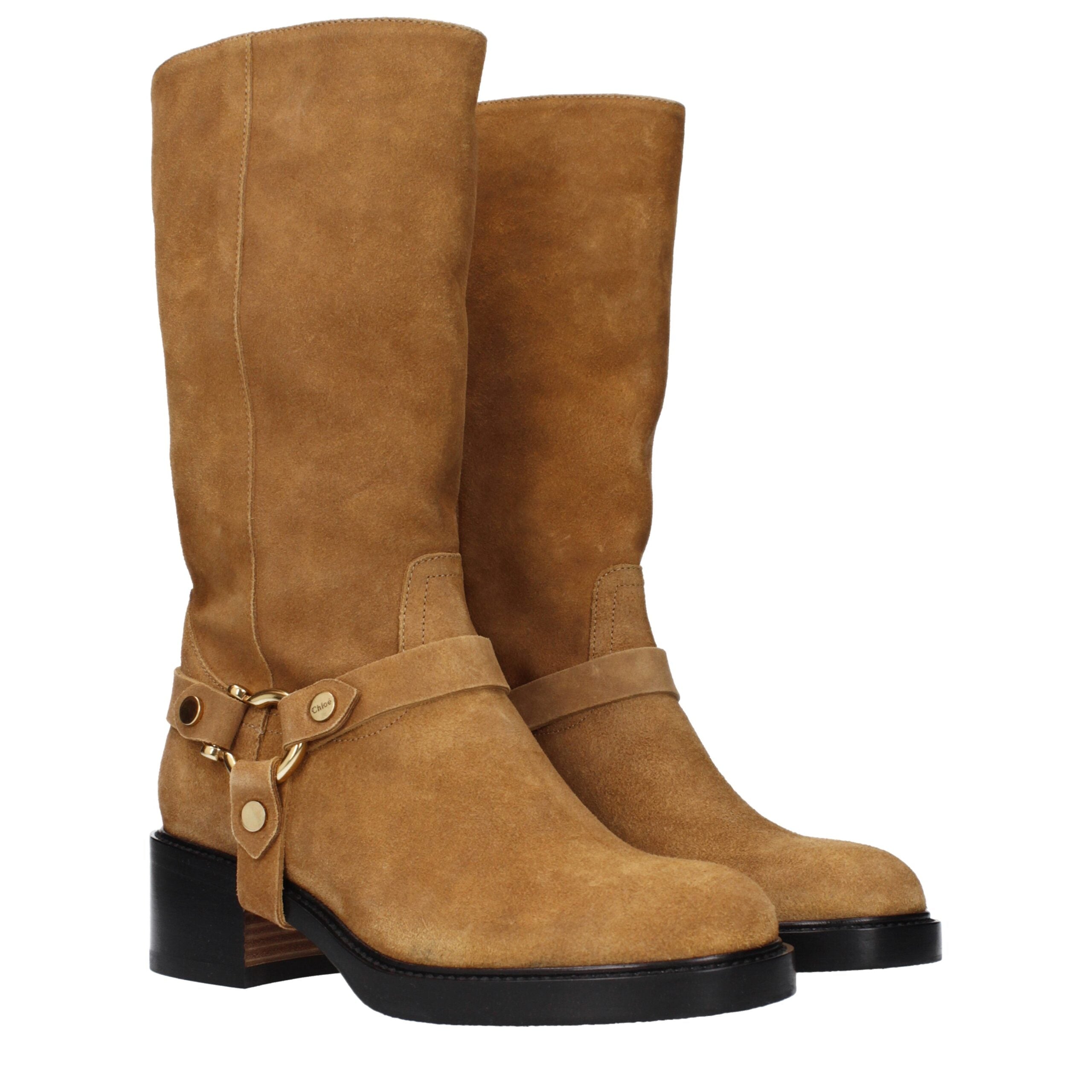 Chloé Braune Lederstiefeletten-2