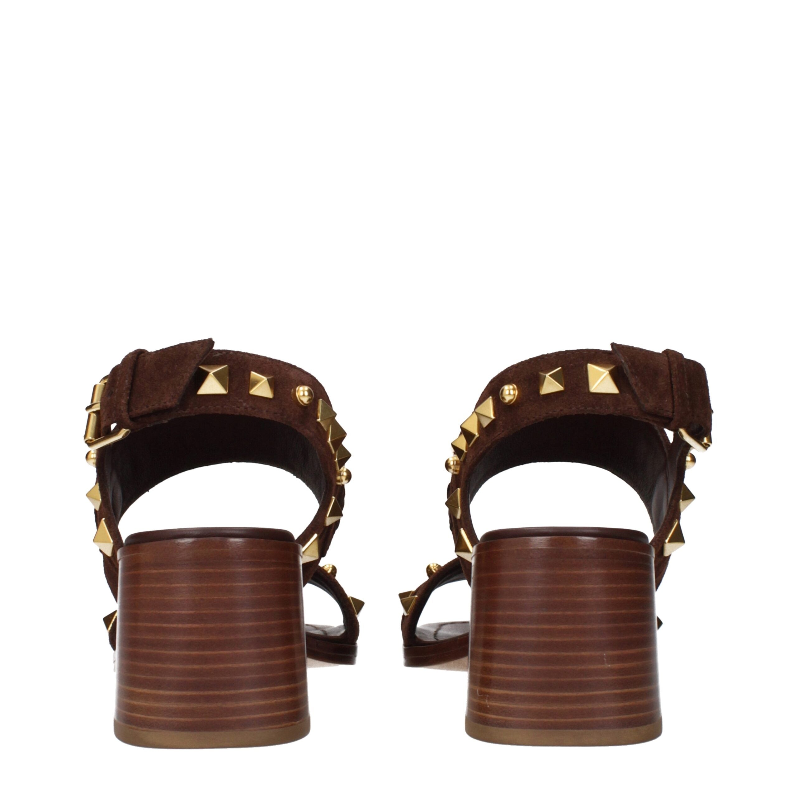 Valentino Garavani Braune Ledersandalen mit Riemen-5