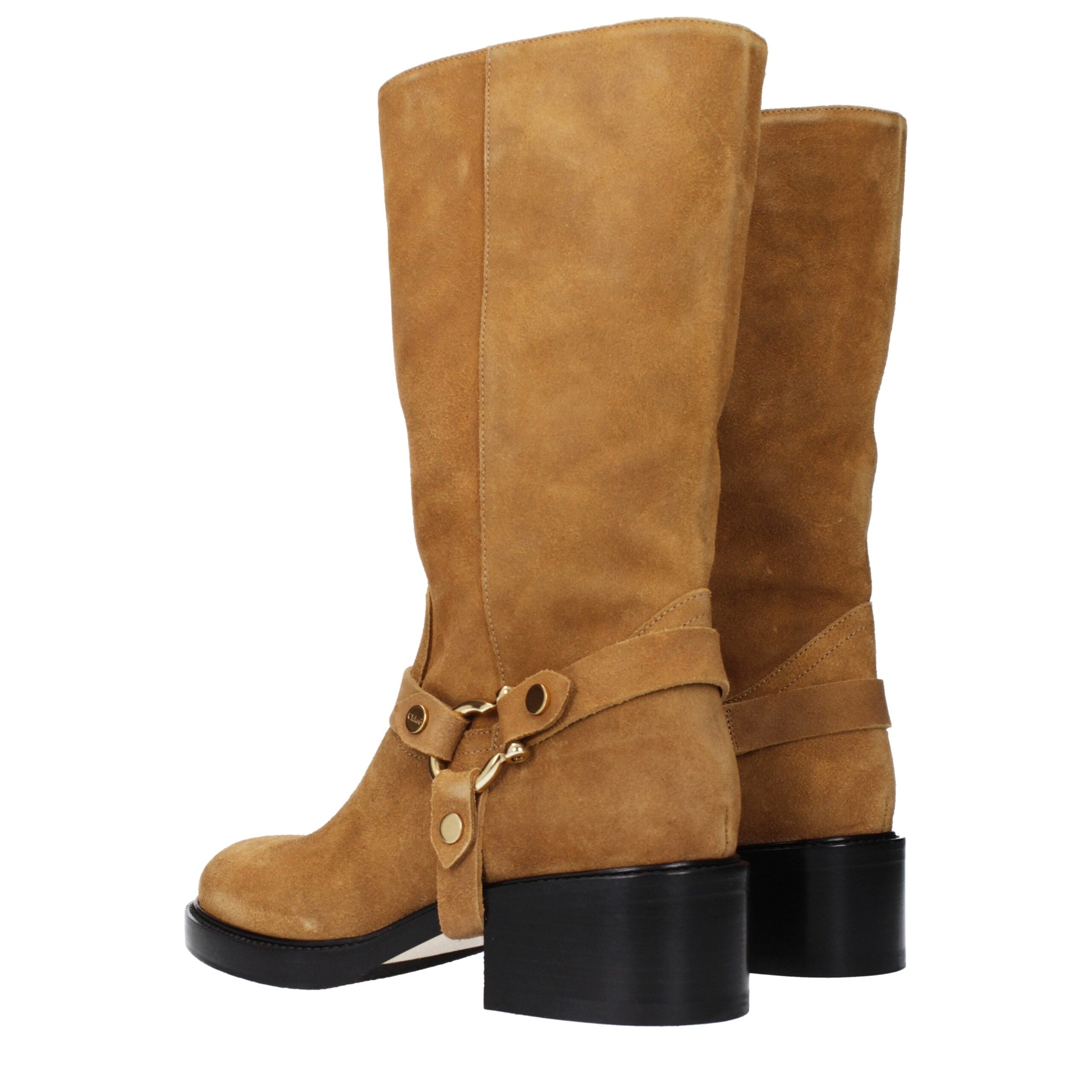 Chloé Braune Lederstiefeletten-4