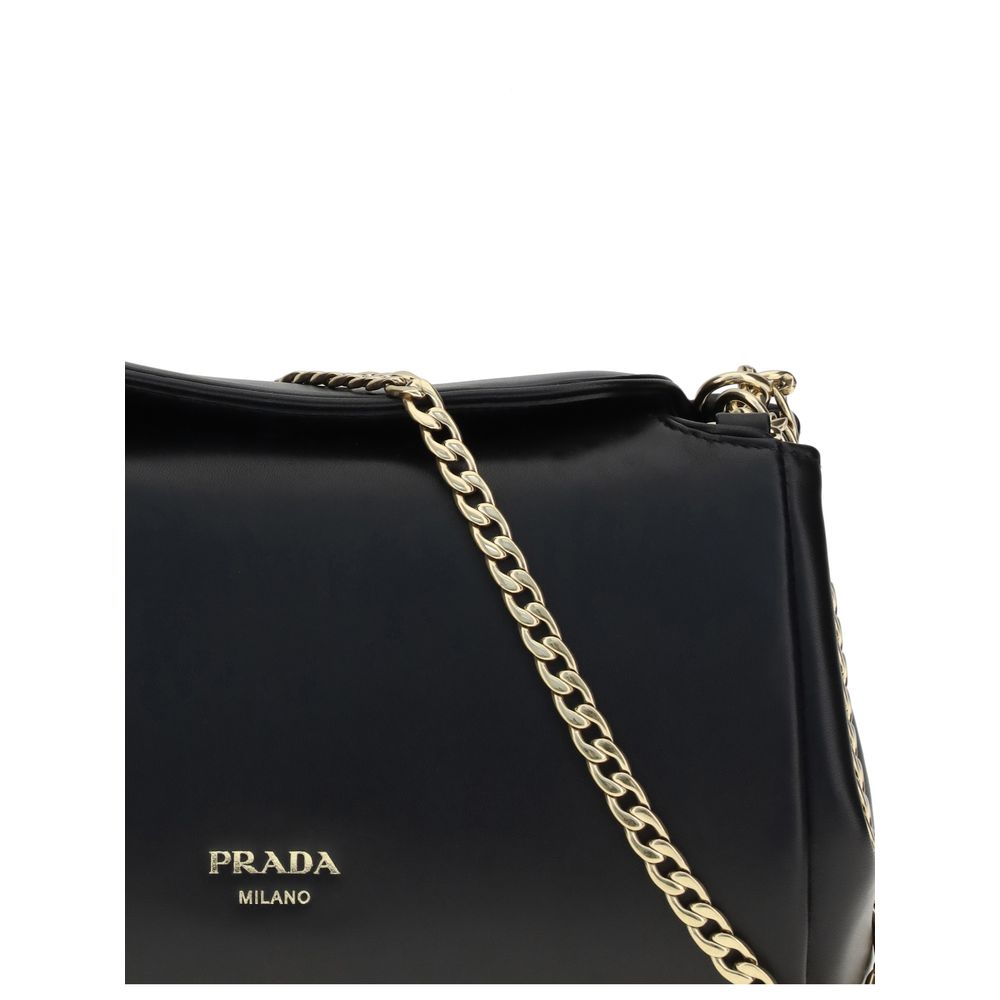 Prada Schwarze Schultertasche aus Lammleder Ovis Aries Aries-4