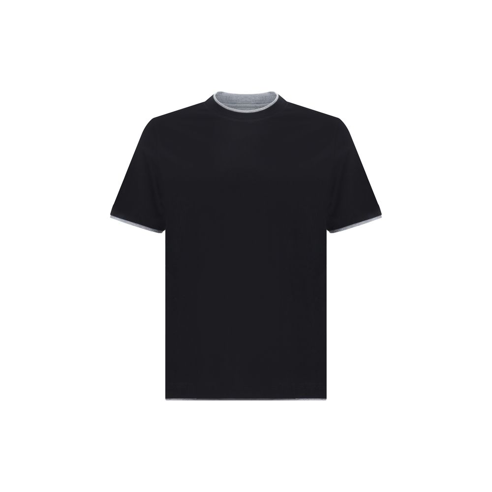 Brunello Cucinelli Schwarzes Baumwoll-T-Shirt-1