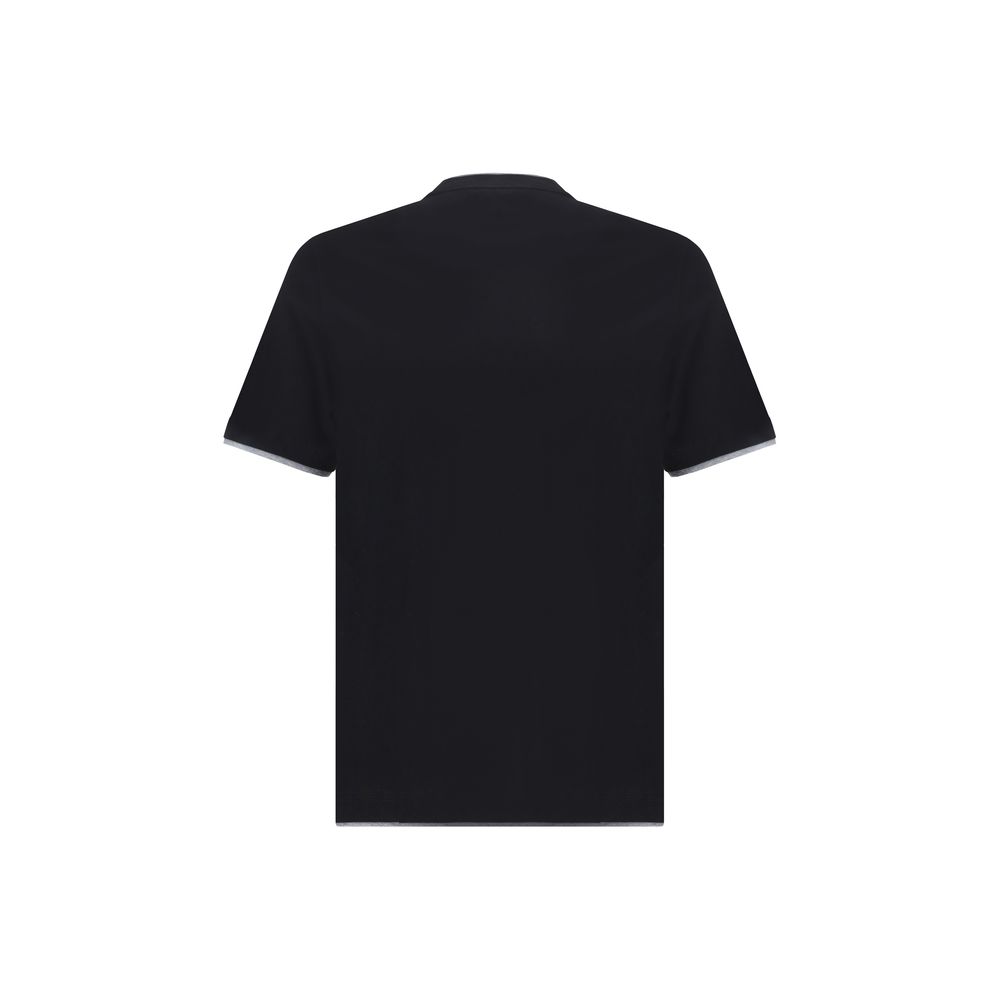 Brunello Cucinelli Schwarzes Baumwoll-T-Shirt-2